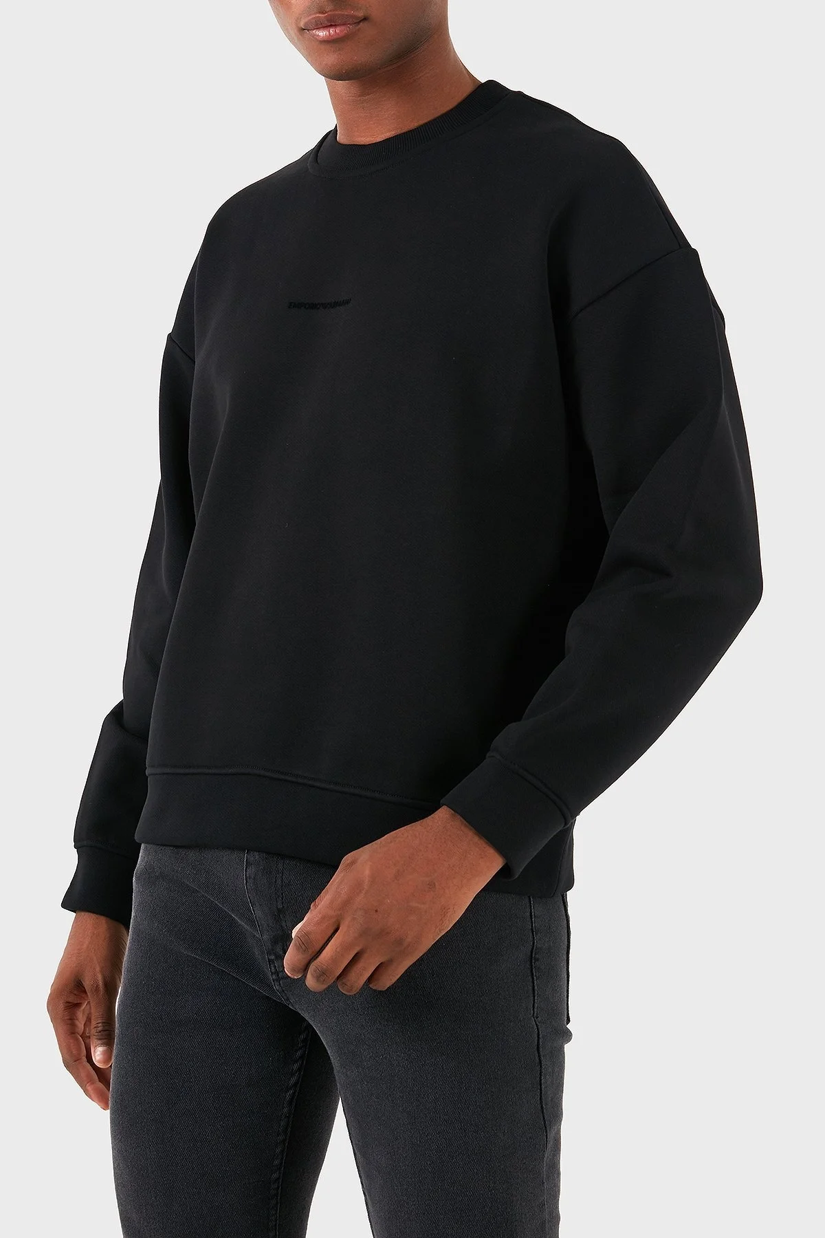 Emporio Armani Pamuklu Logolu Regular Fit Bisiklet Yaka Erkek Sweat 6D1M95 1JTAZ 0999 SİYAH - 4