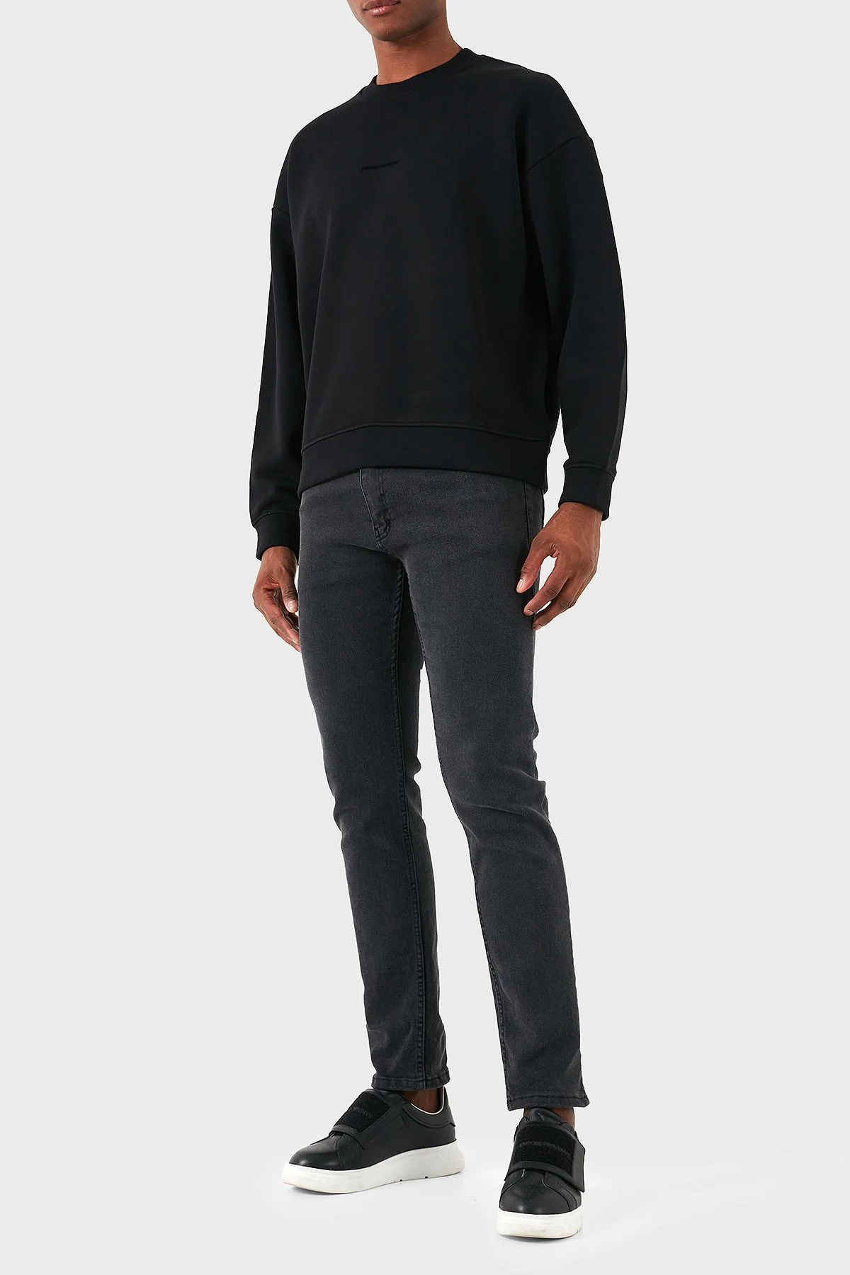 Emporio Armani Pamuklu Logolu Regular Fit Bisiklet Yaka Erkek Sweat 6D1M95 1JTAZ 0999 SİYAH - 2