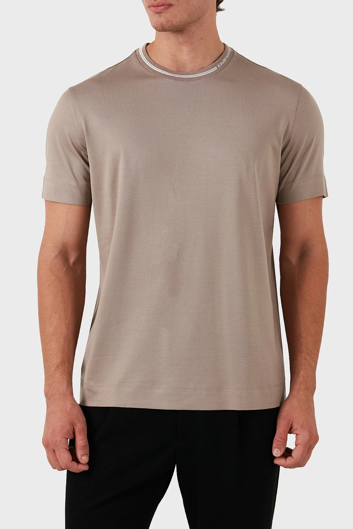 Emporio Armani Pamuklu Logolu Regular Fit Bisiklet Yaka Erkek T Shirt 6D1T95 1JOSZ 0144 BEJ - 1