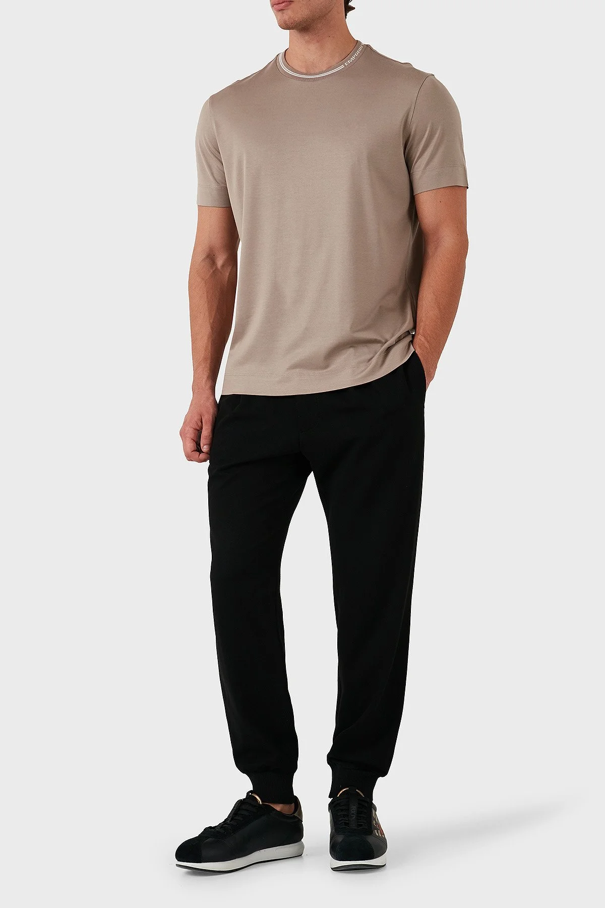 Emporio Armani Pamuklu Logolu Regular Fit Bisiklet Yaka Erkek T Shirt 6D1T95 1JOSZ 0144 BEJ - 2