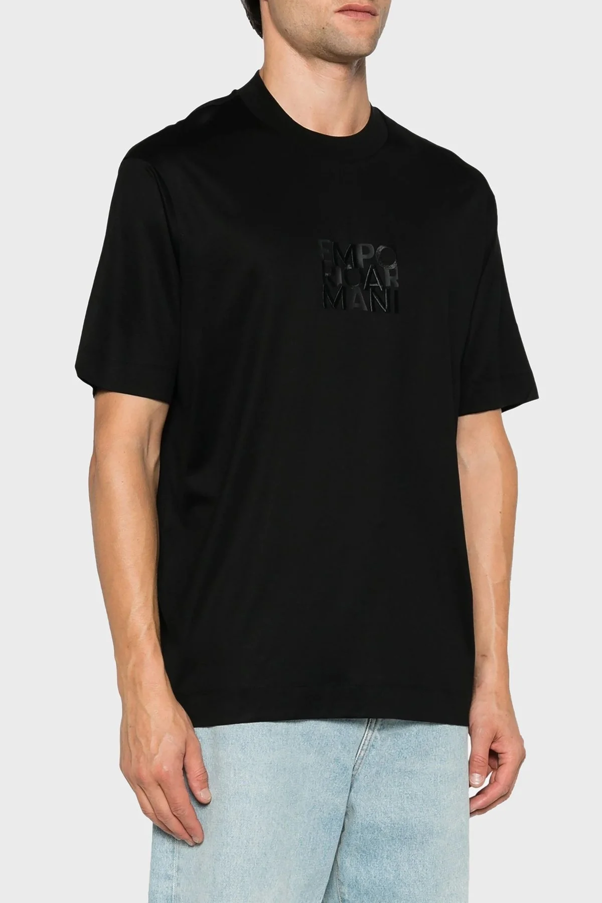 Emporio Armani Pamuklu Logolu Regular Fit Bisiklet Yaka Erkek T Shirt 6D1TC0 1JOSZ 0999 SİYAH - 1