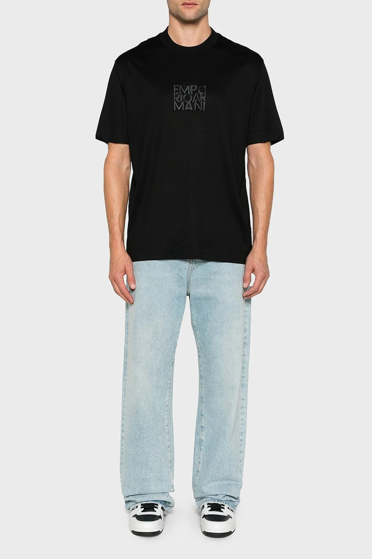 Emporio Armani Pamuklu Logolu Regular Fit Bisiklet Yaka Erkek T Shirt 6D1TC0 1JOSZ 0999 SİYAH - 3