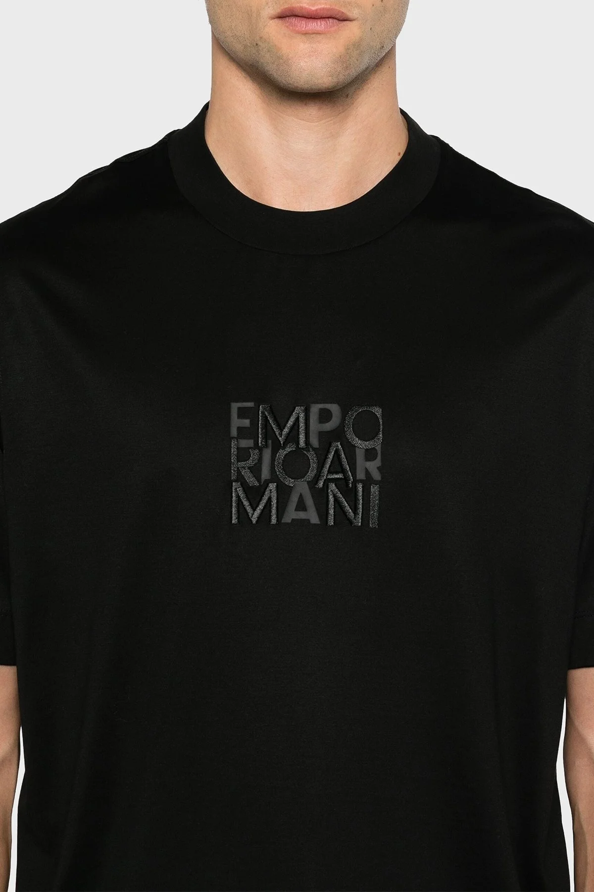 Emporio Armani Pamuklu Logolu Regular Fit Bisiklet Yaka Erkek T Shirt 6D1TC0 1JOSZ 0999 SİYAH - 4