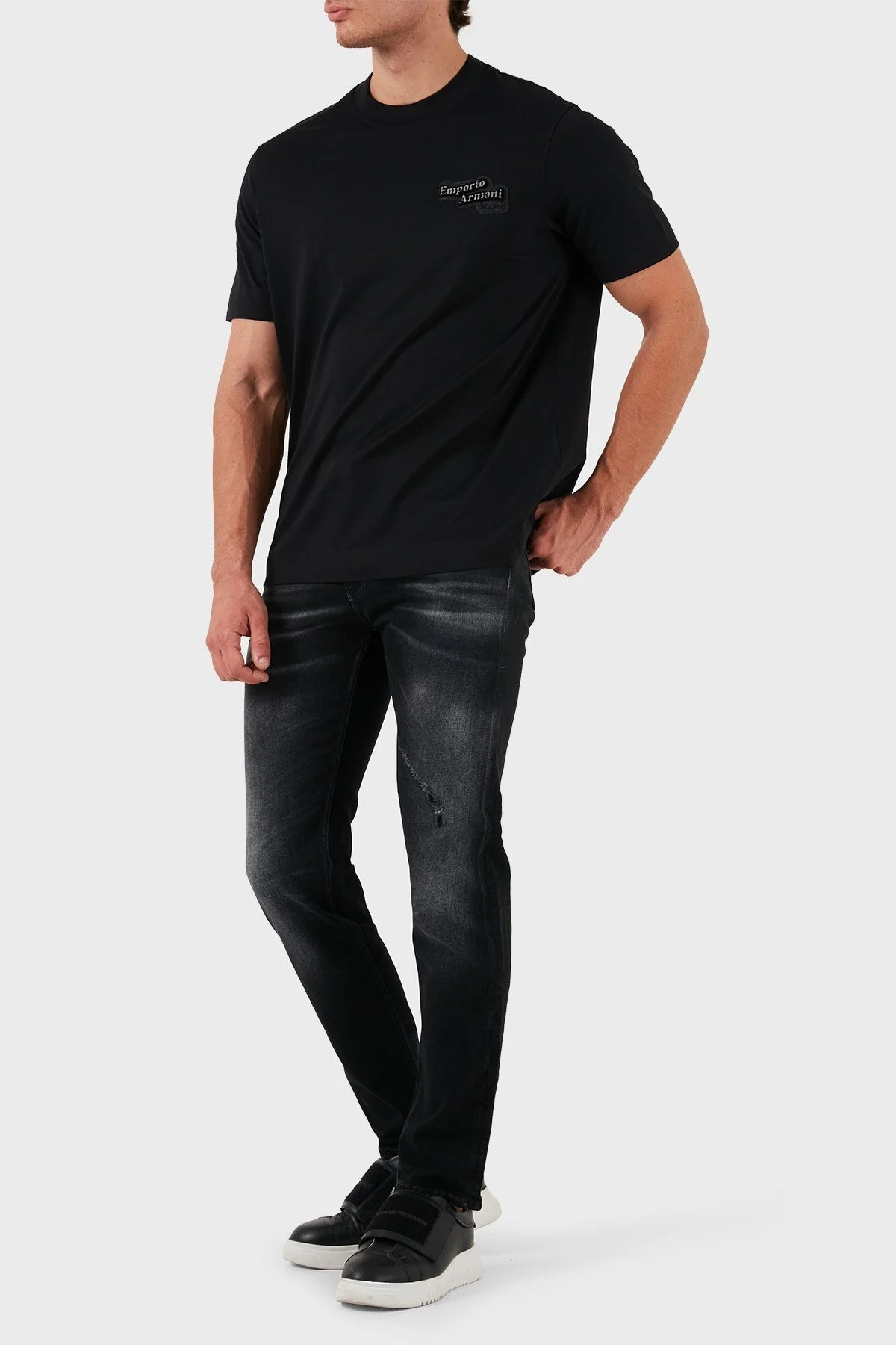 Emporio Armani Pamuklu Logolu Regular Fit Bisiklet Yaka Erkek T Shirt 6D1TD7 1JOCZ 0038 SİYAH - 3