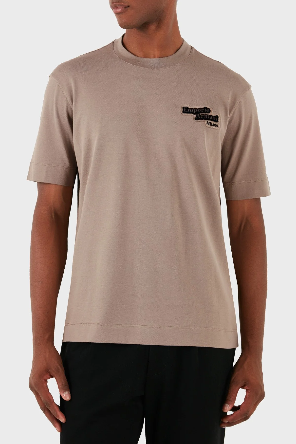 Emporio Armani Pamuklu Logolu Regular Fit Bisiklet Yaka Erkek T Shirt 6D1TD7 1JOCZ 0150 BEJ - 1