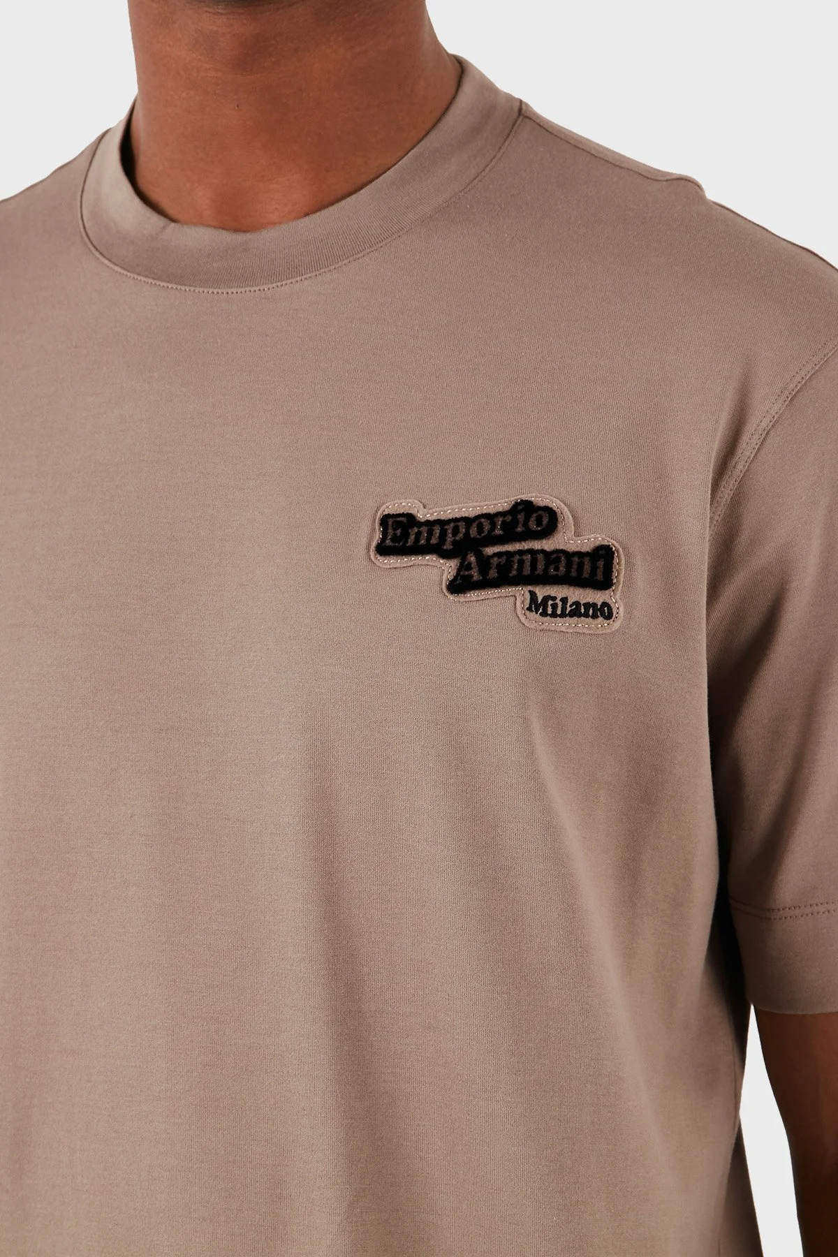 Emporio Armani Pamuklu Logolu Regular Fit Bisiklet Yaka Erkek T Shirt 6D1TD7 1JOCZ 0150 BEJ - 5