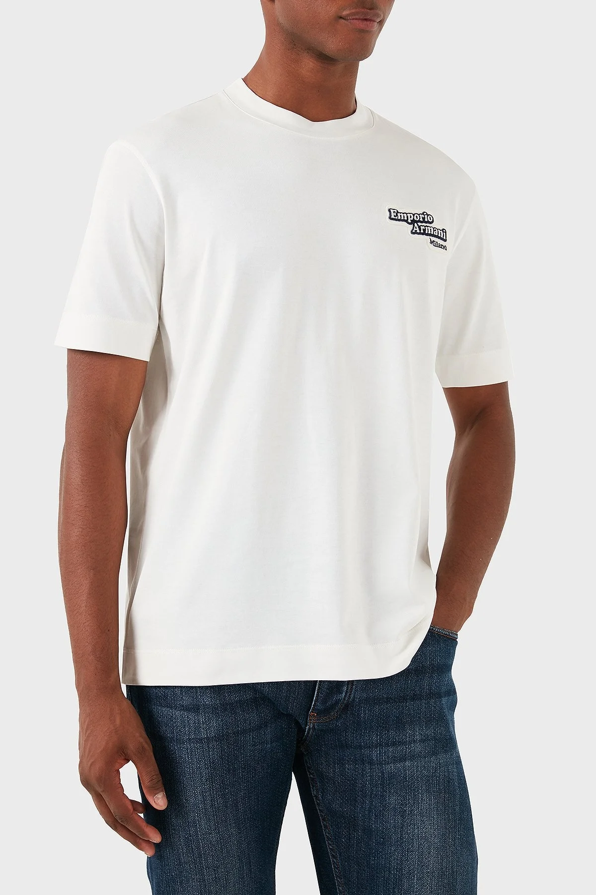 Emporio Armani Pamuklu Logolu Regular Fit Bisiklet Yaka Erkek T Shirt 6D1TD7 1JOCZ 01C1 BEYAZ - 4