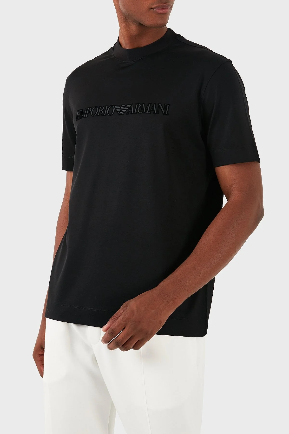 Emporio Armani Pamuklu Logolu Regular Fit Bisiklet Yaka Erkek T Shirt 6D1TR3 1JOSZ 0035 SİYAH - 1