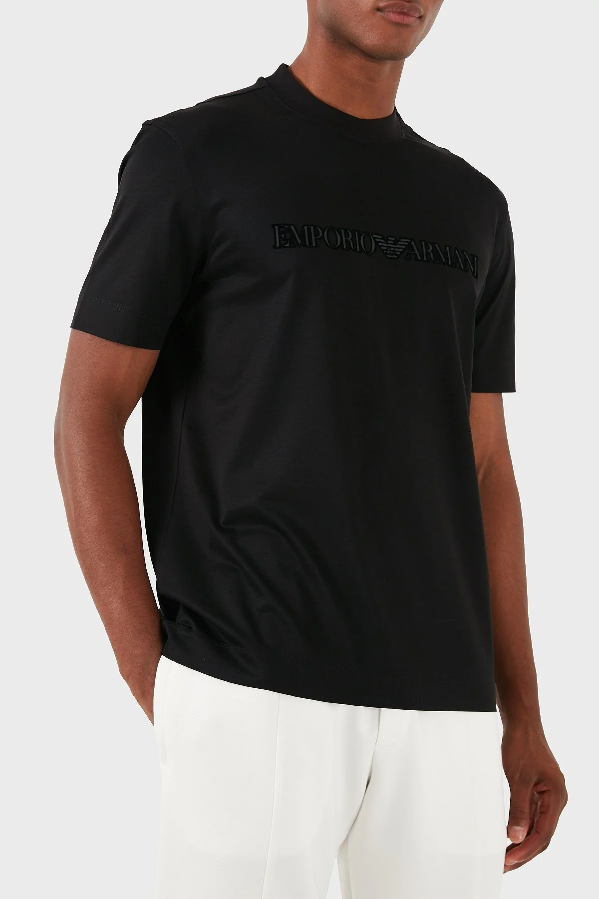 Emporio Armani Pamuklu Logolu Regular Fit Bisiklet Yaka Erkek T Shirt 6D1TR3 1JOSZ 0035 SİYAH - 4