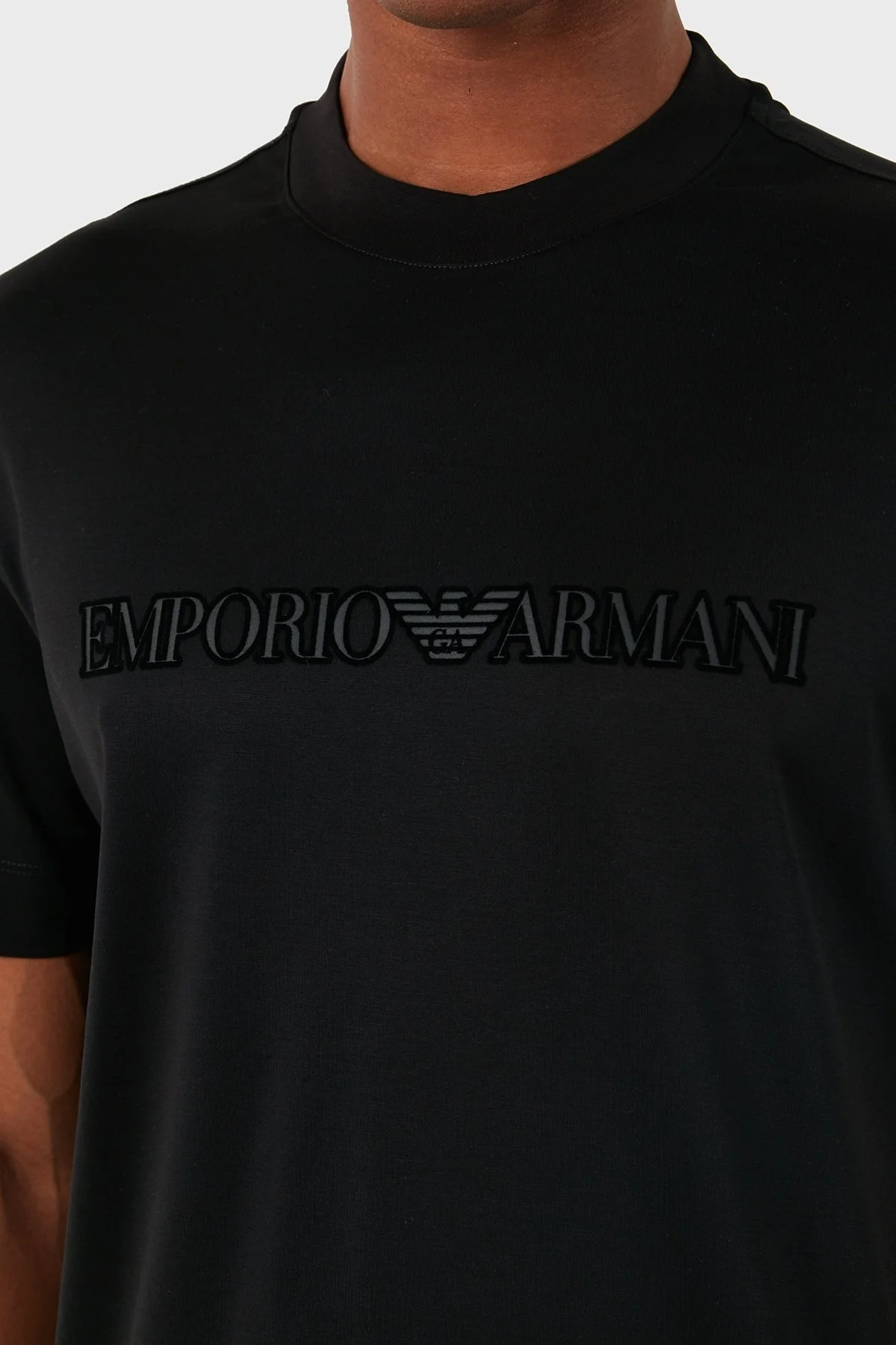 Emporio Armani Pamuklu Logolu Regular Fit Bisiklet Yaka Erkek T Shirt 6D1TR3 1JOSZ 0035 SİYAH - 5