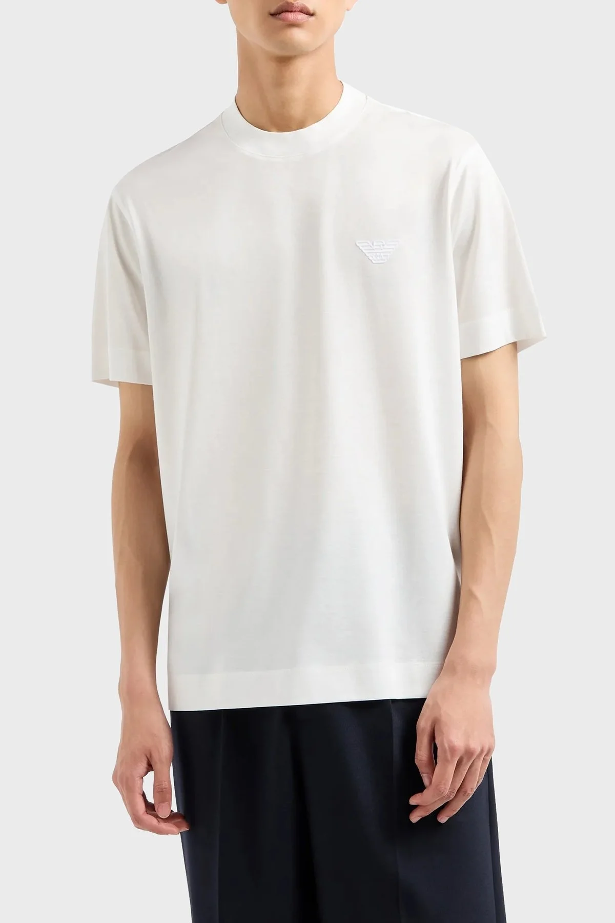 Emporio Armani Pamuklu Logolu Regular Fit Bisiklet Yaka Erkek T Shirt 6D1TR3 1JOSZ 0132 BEYAZ - 1