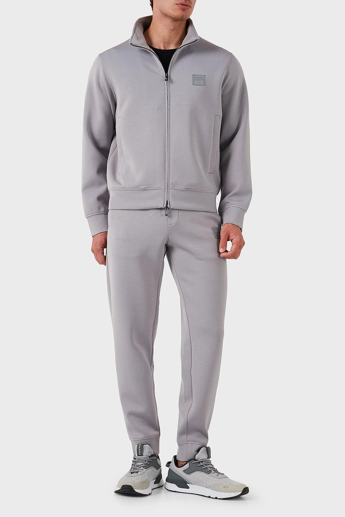 Emporio Armani Pamuklu Logolu Regular Fit Dik Yaka Erkek Eşofman Takımı 6D1D72 1JRRZ 06K3 GRİ - 1