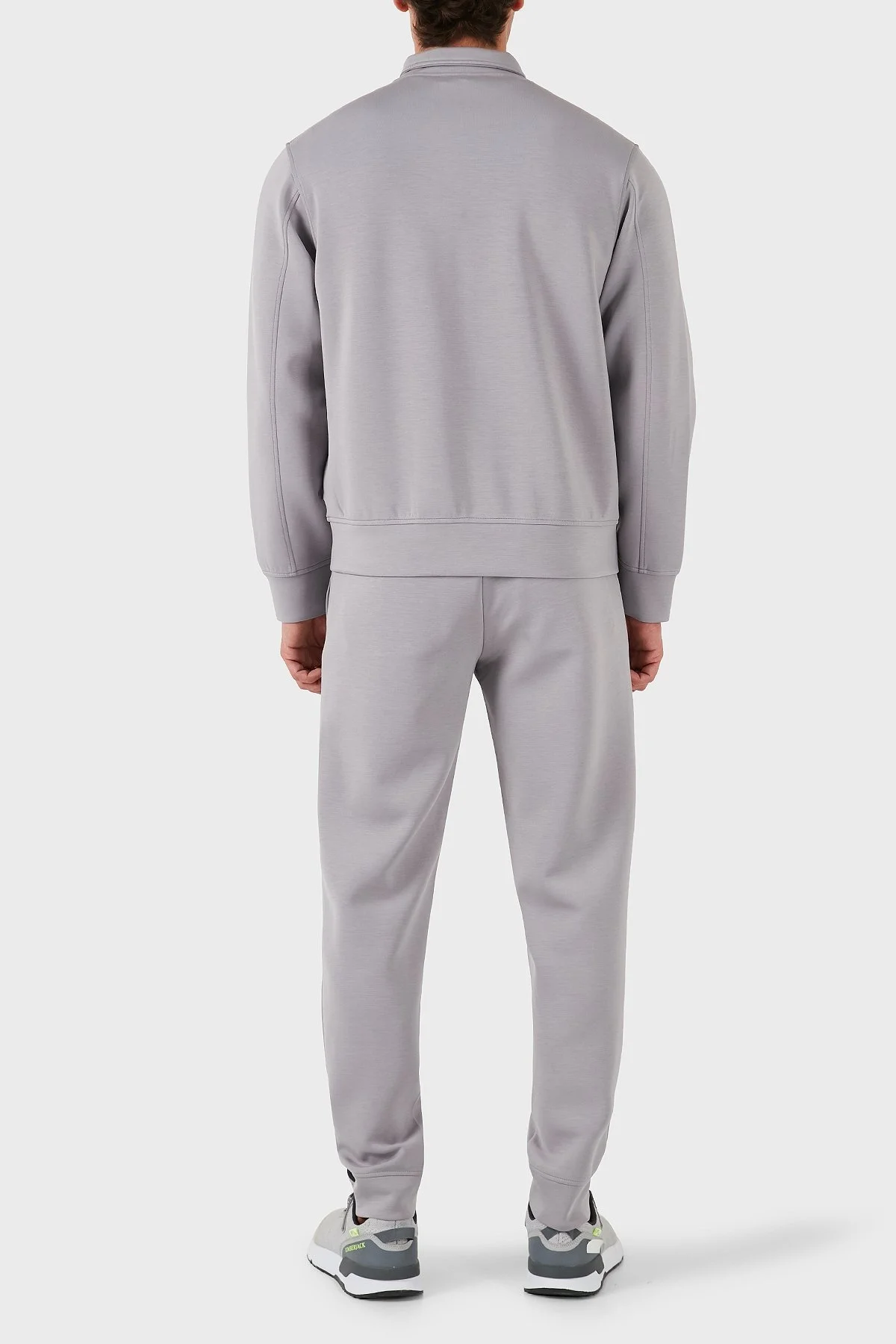 Emporio Armani Pamuklu Logolu Regular Fit Dik Yaka Erkek Eşofman Takımı 6D1D72 1JRRZ 06K3 GRİ - 2