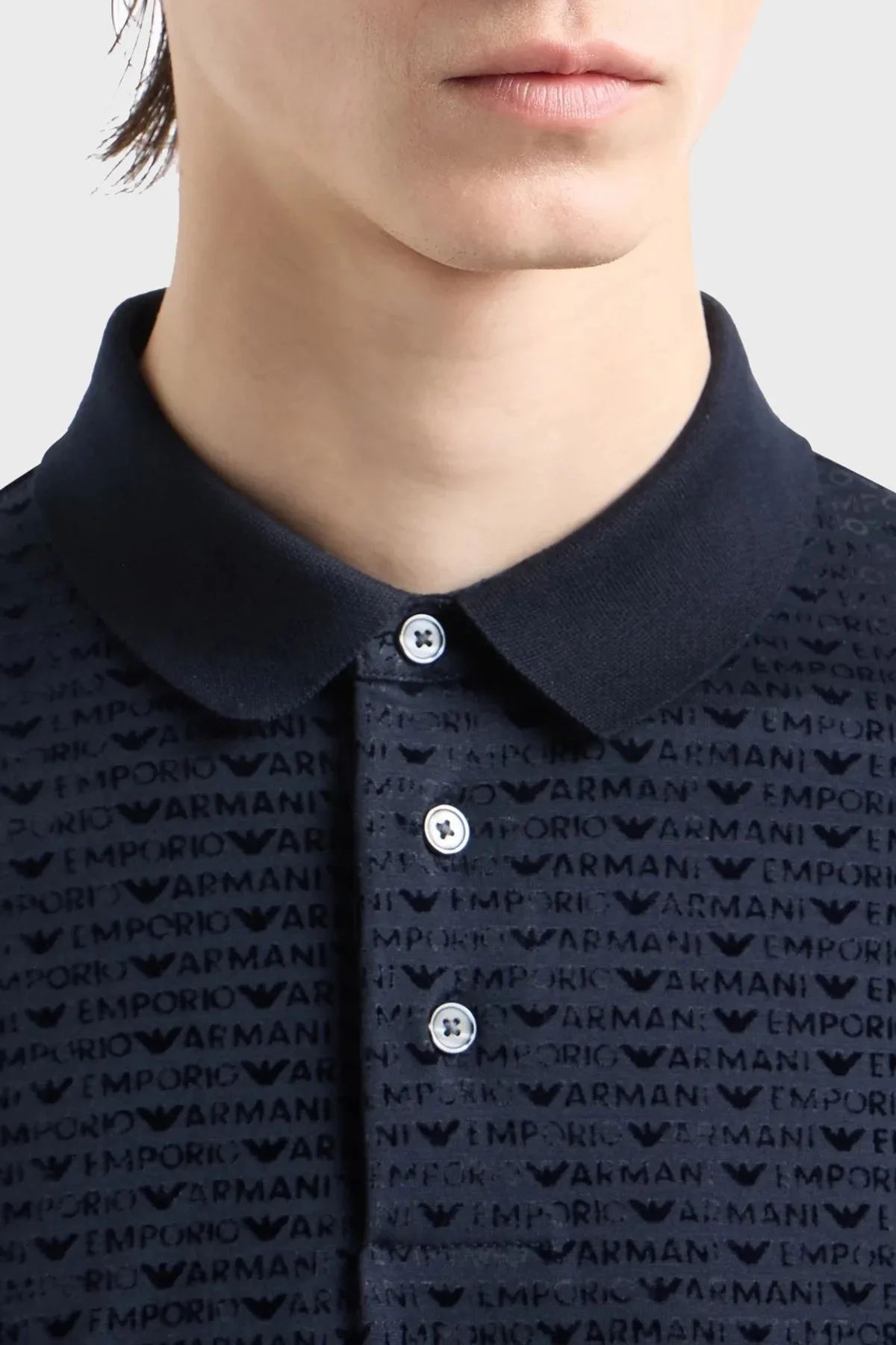 Emporio Armani Pamuklu Logolu Regular Fit Düğmeli Erkek Polo Yaka T Shirt 6D1F79 1JOSZ 0920 LACİVERT - 4