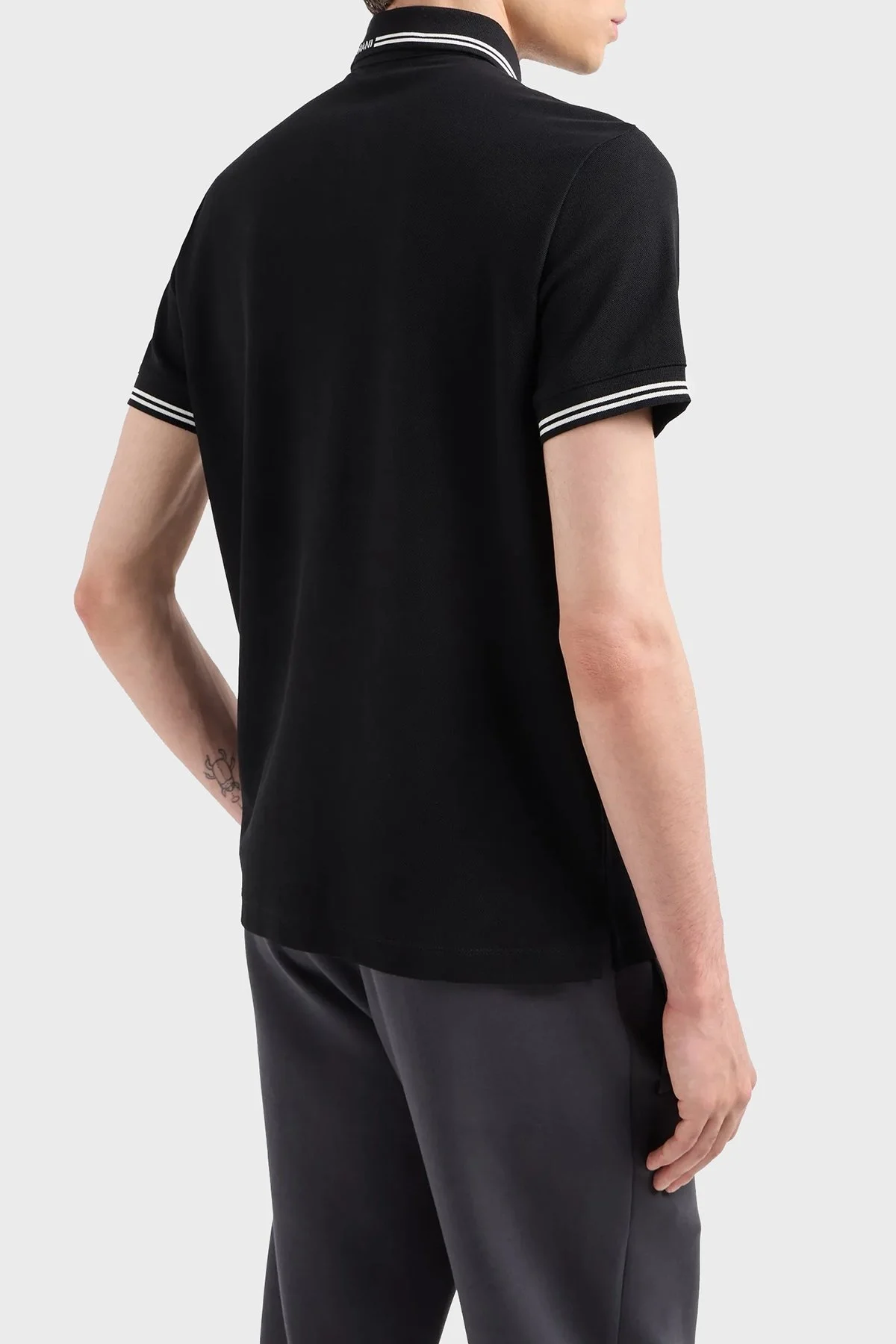 Emporio Armani Pamuklu Logolu Regular Fit Düğmeli Erkek Polo Yaka T Shirt 6D1F95 1JCYZ 0029 SİYAH - 2