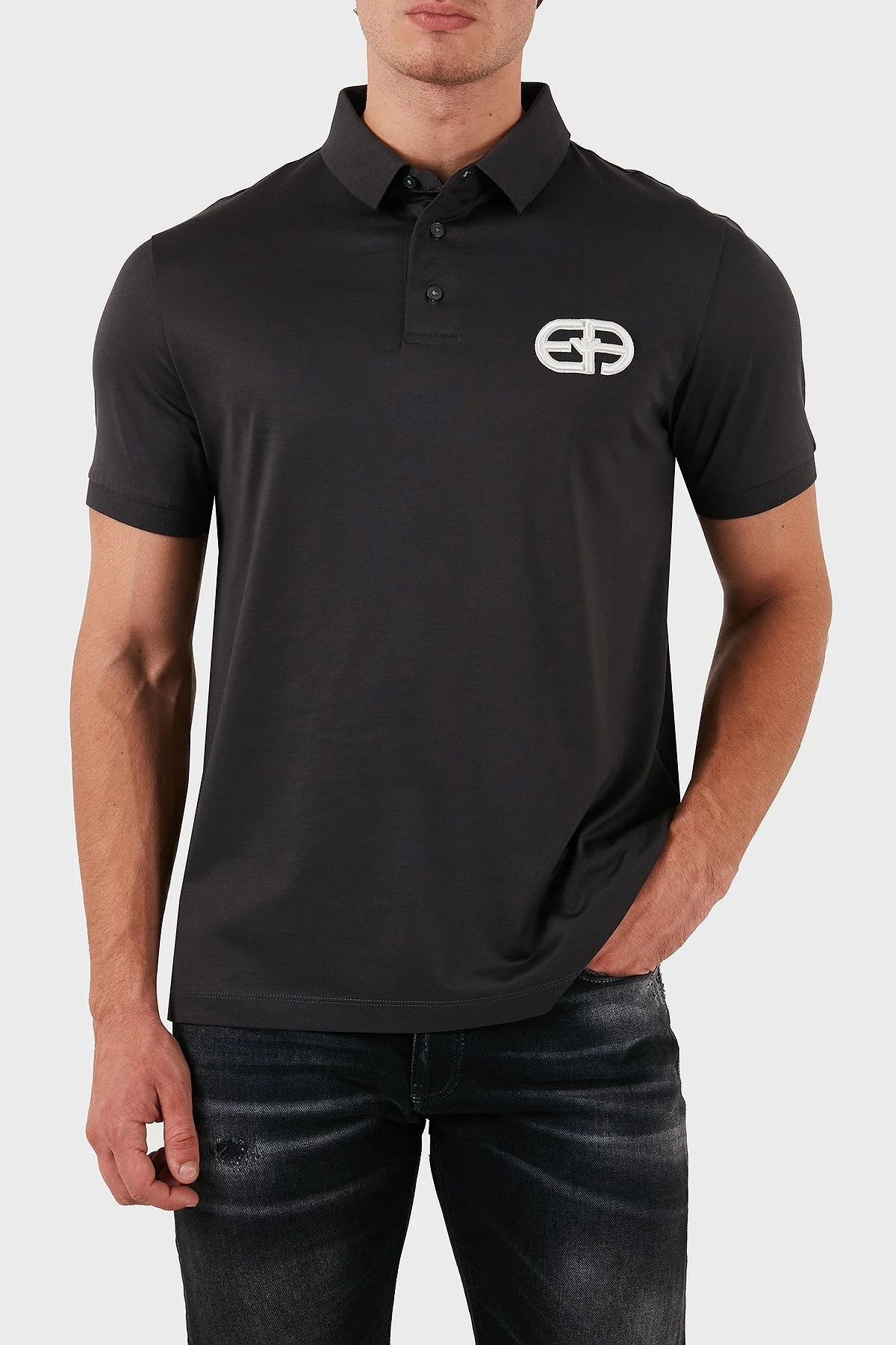 Emporio Armani Pamuklu Logolu Regular Fit Düğmeli Erkek Polo Yaka T Shirt 8N1FB6 1JUVZ 0842 ANTRASİT - 5