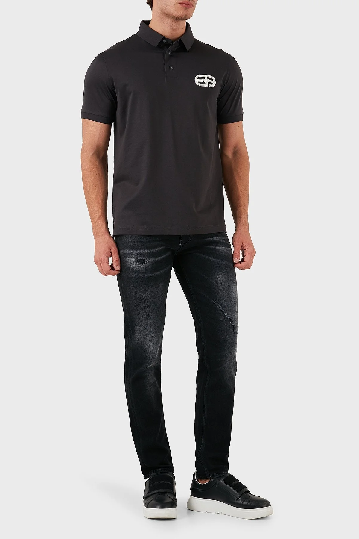 Emporio Armani Pamuklu Logolu Regular Fit Düğmeli Erkek Polo Yaka T Shirt 8N1FB6 1JUVZ 0842 ANTRASİT - 6