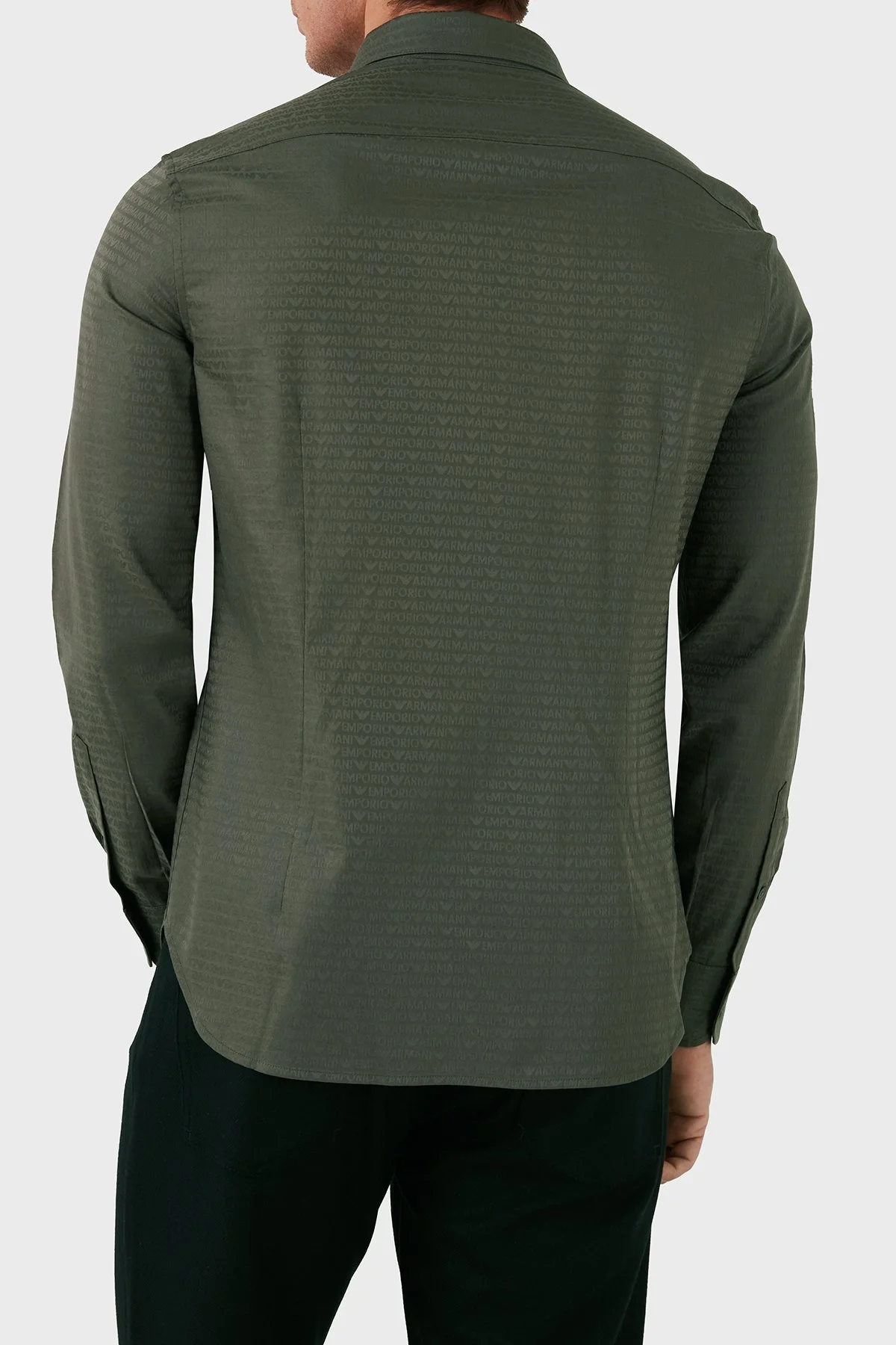 Emporio Armani Pamuklu Logolu Regular Fit Erkek Gömlek 6D1C86 1NIUZ F512 HAKİ - 3