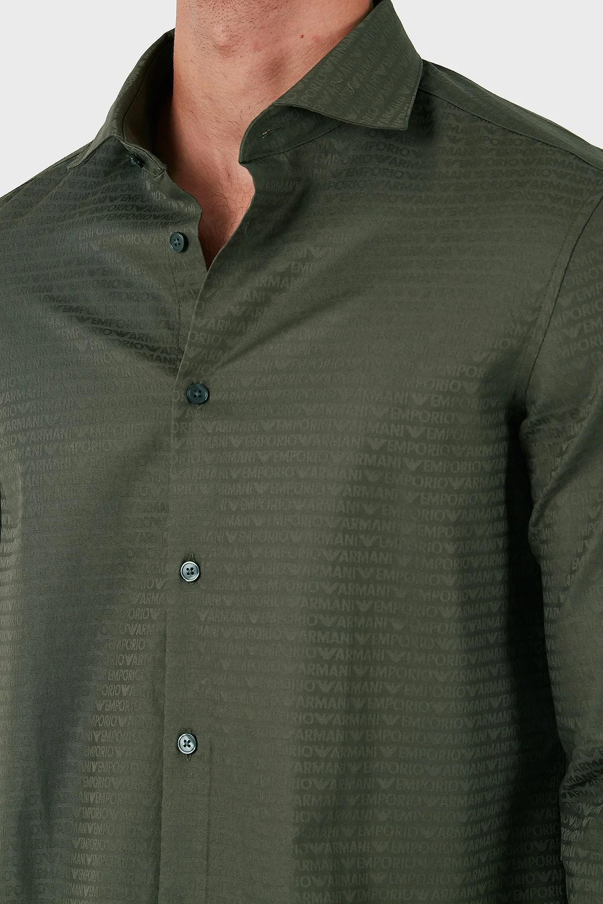 Emporio Armani Pamuklu Logolu Regular Fit Erkek Gömlek 6D1C86 1NIUZ F512 HAKİ - 5