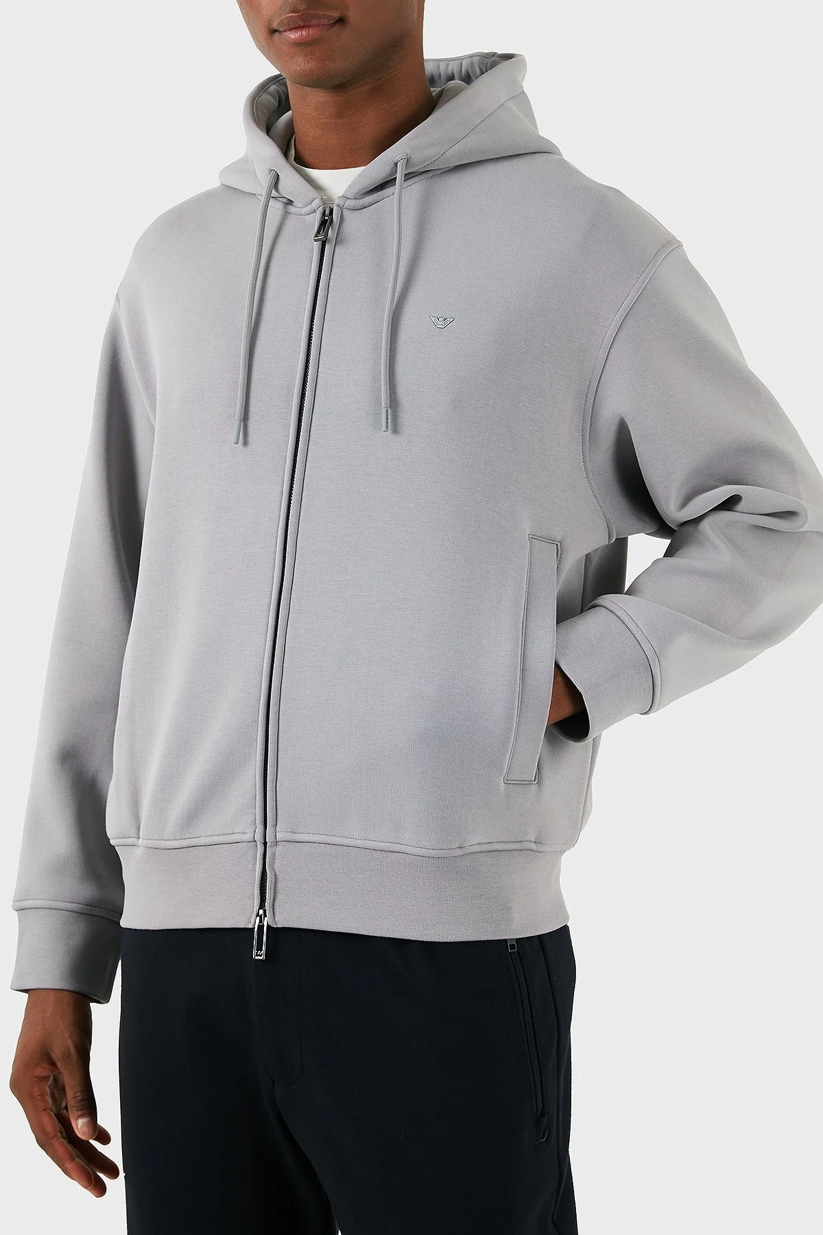 Emporio Armani Pamuklu Logolu Regular Fit Kapüşonlu Erkek Sweat 6D1M90 1JOTZ 06K3 GRİ - 1