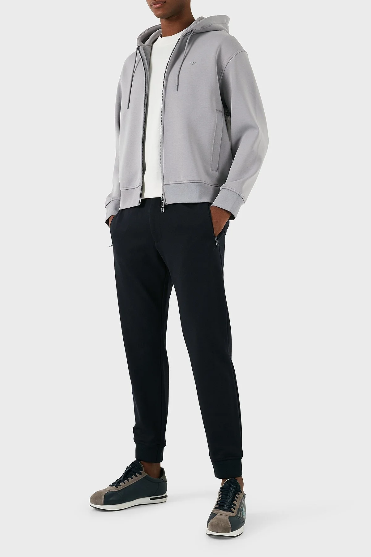 Emporio Armani Pamuklu Logolu Regular Fit Kapüşonlu Erkek Sweat 6D1M90 1JOTZ 06K3 GRİ - 2