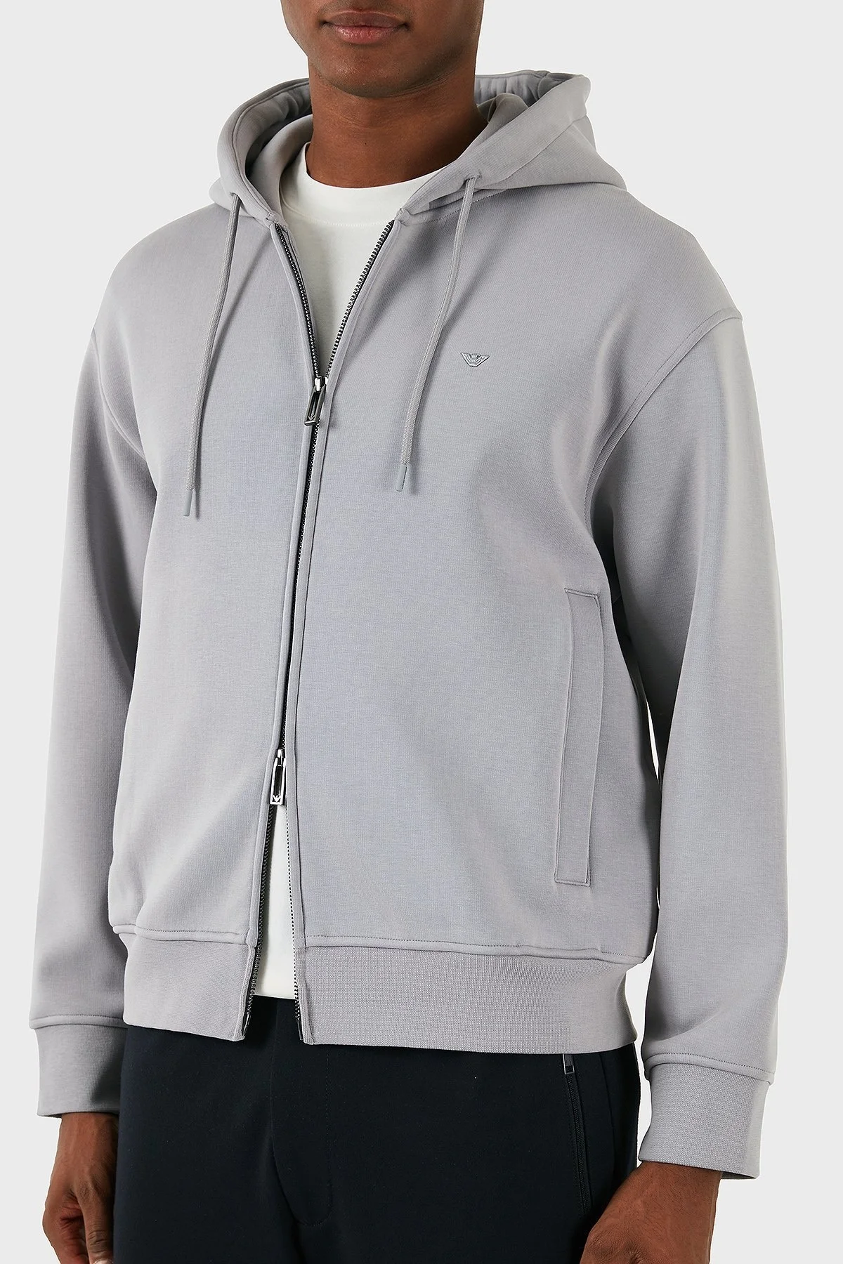 Emporio Armani Pamuklu Logolu Regular Fit Kapüşonlu Erkek Sweat 6D1M90 1JOTZ 06K3 GRİ - 5