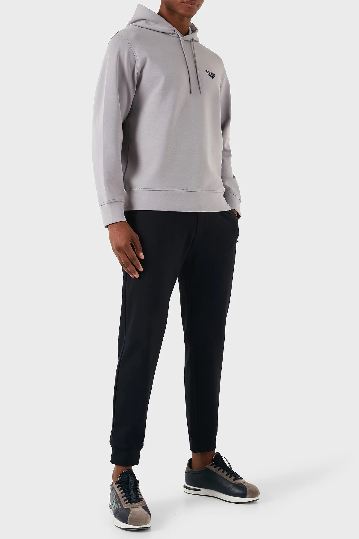 Emporio Armani Pamuklu Logolu Regular Fit Kapüşonlu Erkek Sweat 6D1M94 1JHSZ 0663 GRİ - 2