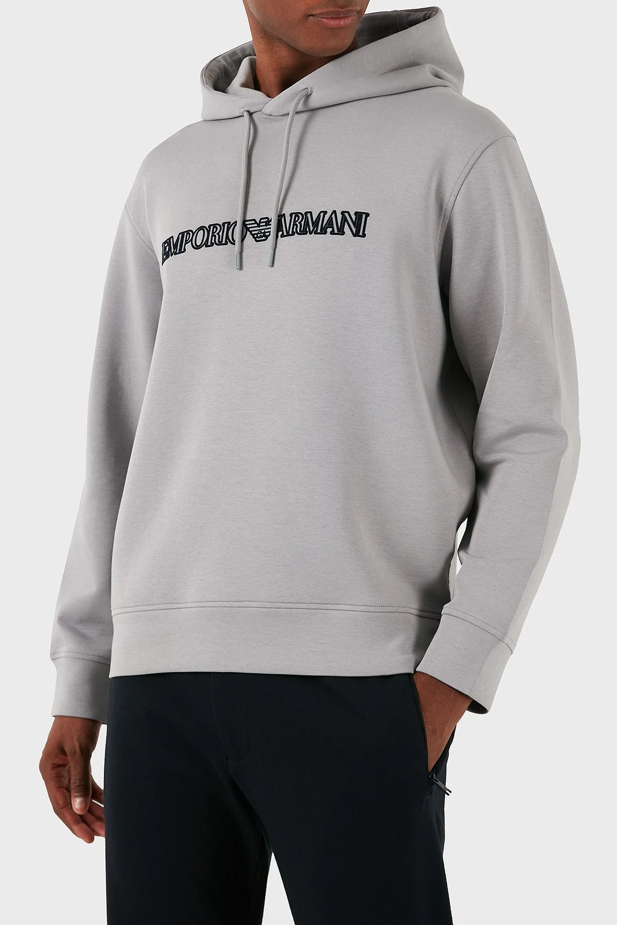 Emporio Armani Pamuklu Logolu Regular Fit Kapüşonlu Erkek Sweat 6D1M94 1JHSZ 0664 GRİ - 1