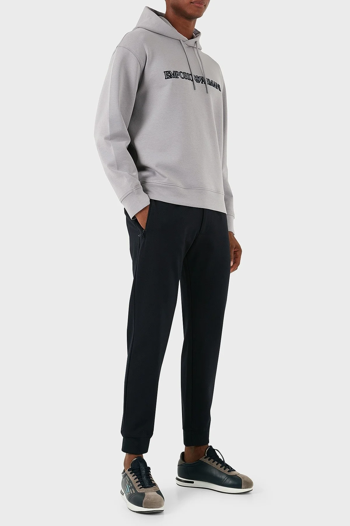 Emporio Armani Pamuklu Logolu Regular Fit Kapüşonlu Erkek Sweat 6D1M94 1JHSZ 0664 GRİ - 2