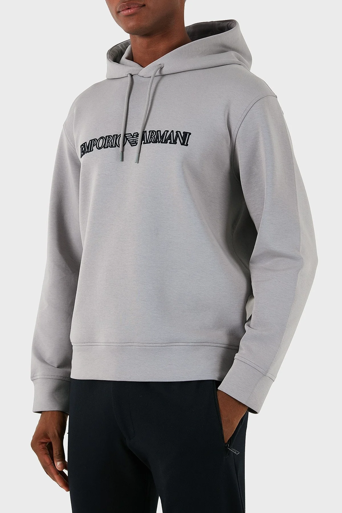 Emporio Armani Pamuklu Logolu Regular Fit Kapüşonlu Erkek Sweat 6D1M94 1JHSZ 0664 GRİ - 4