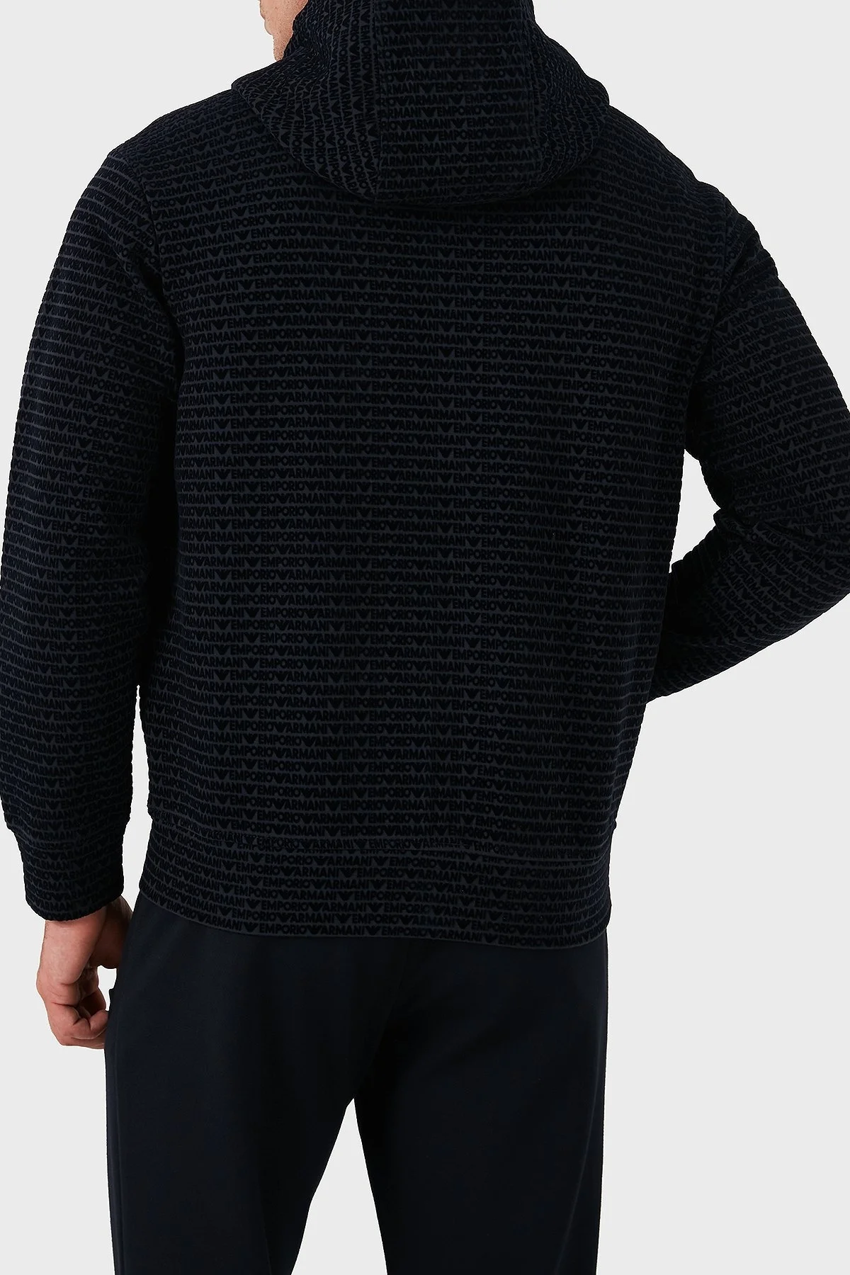 Emporio Armani Pamuklu Logolu Regular Fit Kapüşonlu Erkek Sweat 6D1MB0 1JHSZ 0920 LACİVERT - 3