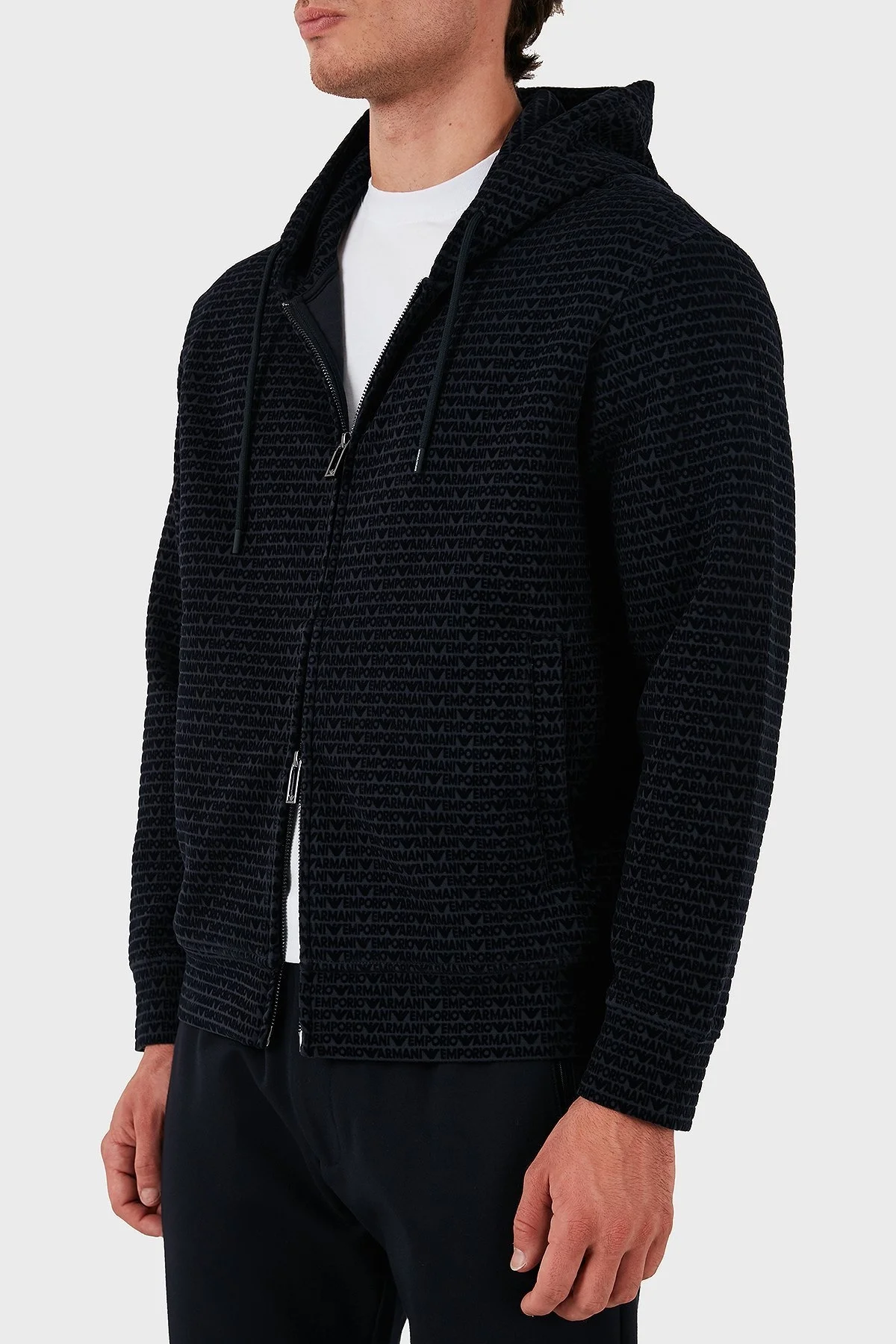 Emporio Armani Pamuklu Logolu Regular Fit Kapüşonlu Erkek Sweat 6D1MB0 1JHSZ 0920 LACİVERT - 4