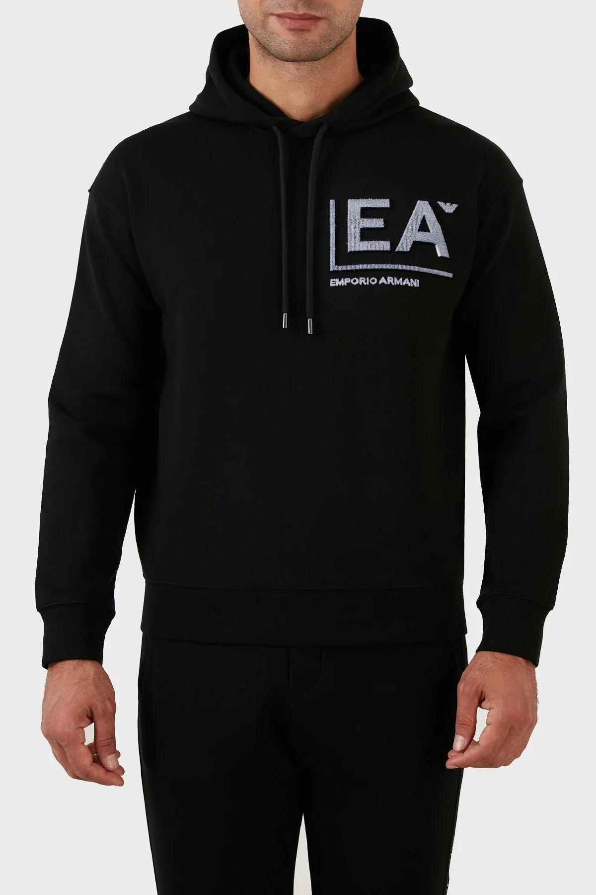 Emporio Armani Pamuklu Logolu Regular Fit Kapüşonlu Erkek Sweat 6L1MM9 1JHSZ 0058 SİYAH - 1