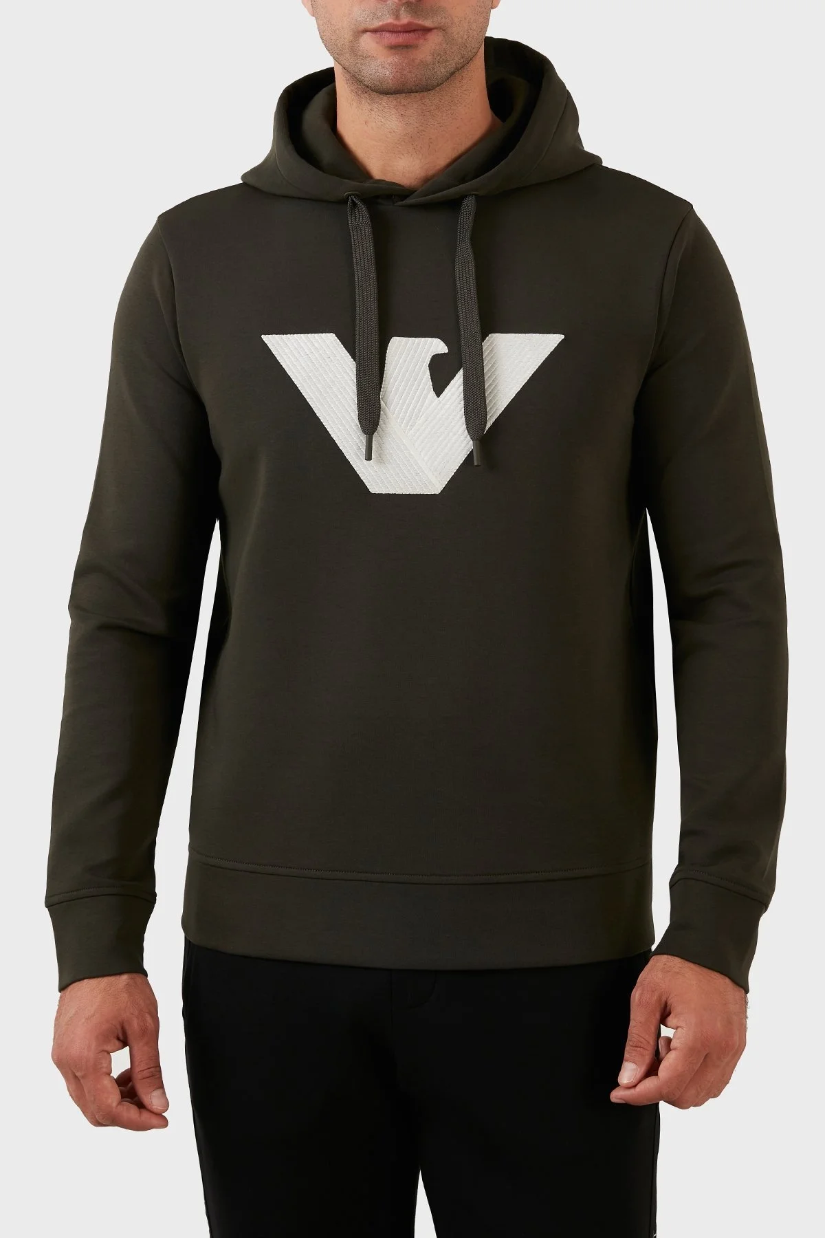 Emporio Armani Pamuklu Logolu Regular Fit Kapüşonlu Erkek Sweat 6L1MP6 1JHSZ 0558 YEŞİL - 1