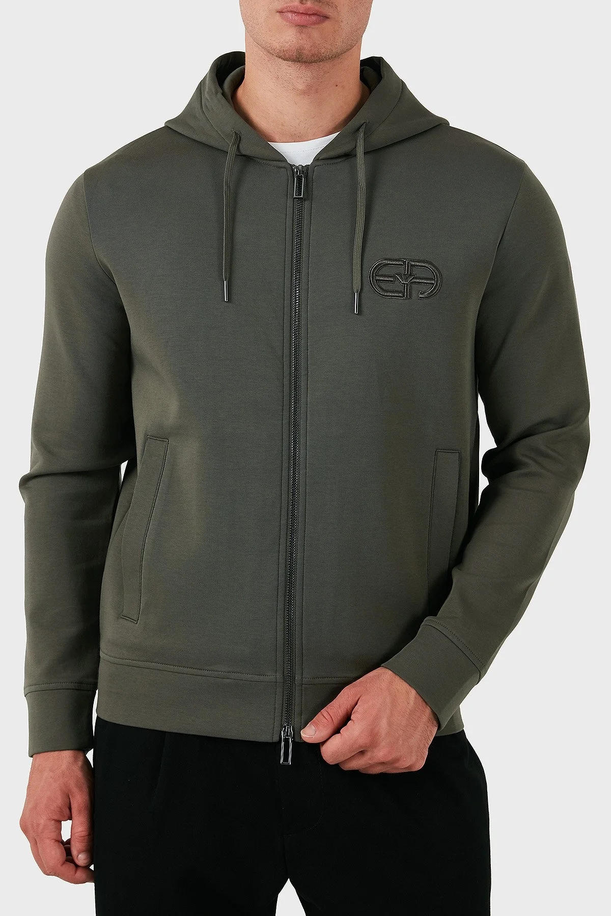 Emporio Armani Pamuklu Logolu Regular Fit Kapüşonlu Erkek Sweat 8N1ML6 1JHSZ 06K0 HAKİ - 4