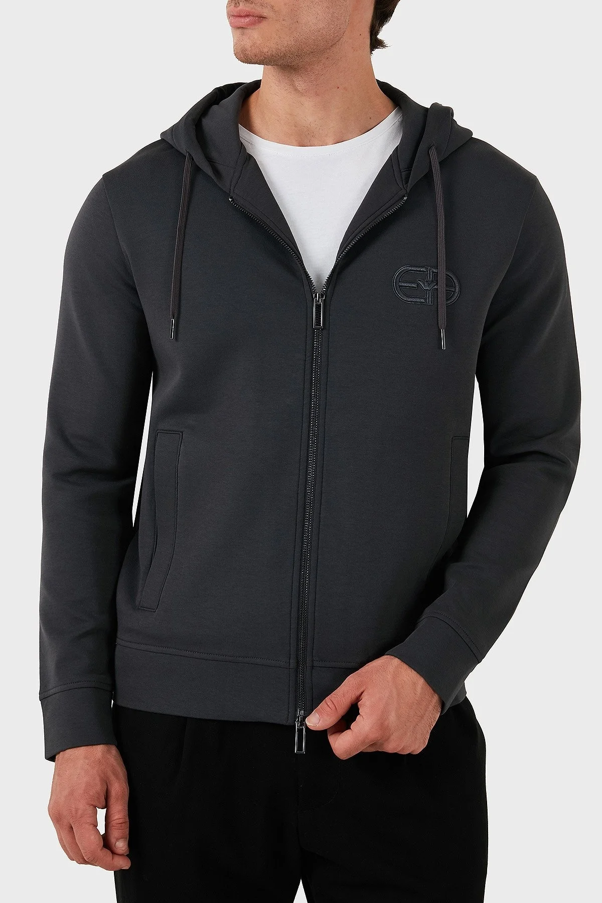 Emporio Armani Pamuklu Logolu Regular Fit Kapüşonlu Erkek Sweat 8N1ML6 1JHSZ 0842 ANTRASİT - 5