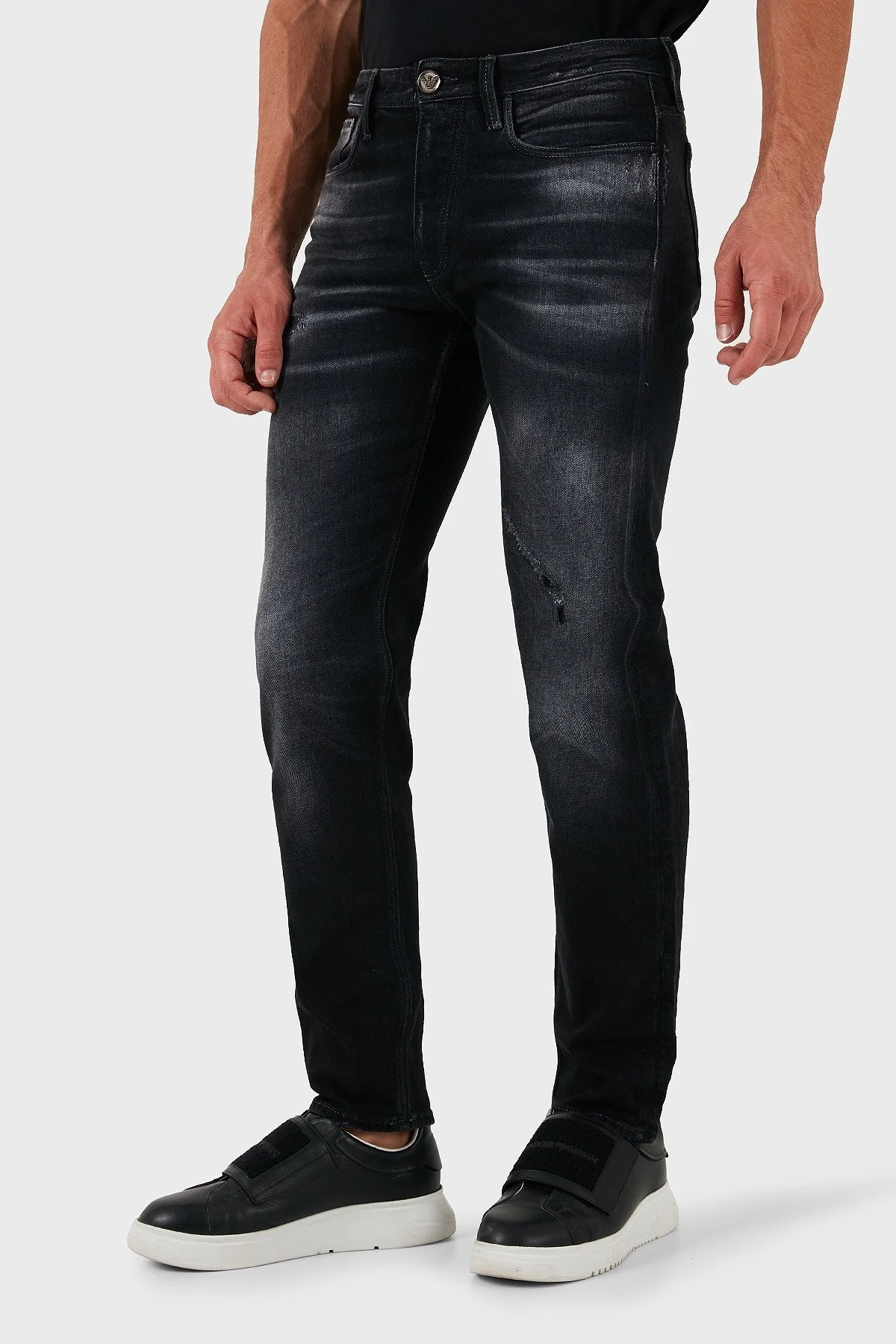 Emporio Armani Pamuklu Logolu Slim Fit Normal Bel Jeans Erkek Kot Pantolon 6D1J75 1D46Z 0006 SİYAH - 3