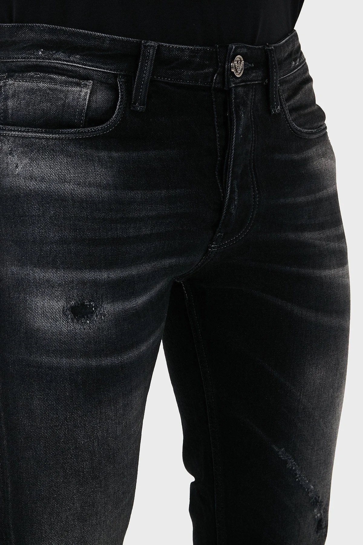 Emporio Armani Pamuklu Logolu Slim Fit Normal Bel Jeans Erkek Kot Pantolon 6D1J75 1D46Z 0006 SİYAH - 4