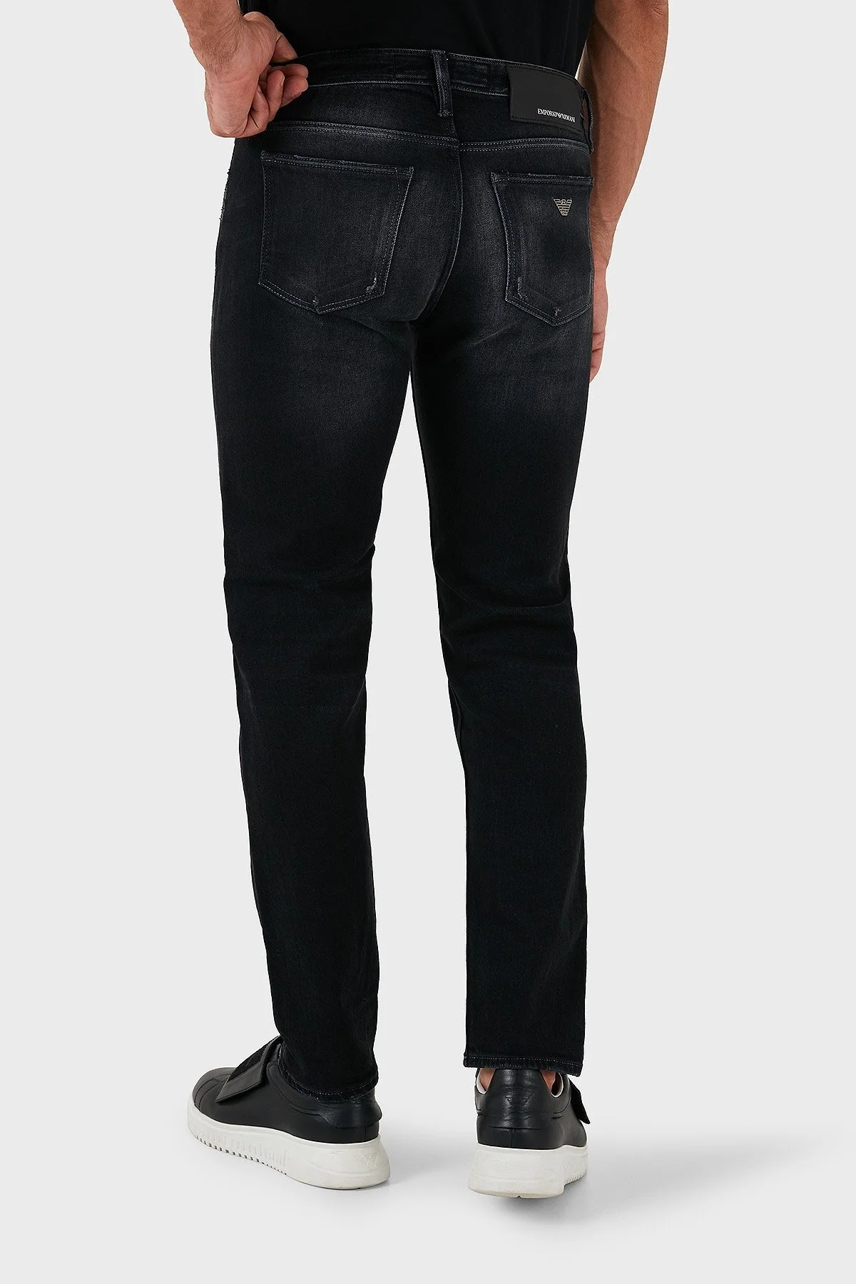 Emporio Armani Pamuklu Logolu Slim Fit Normal Bel Jeans Erkek Kot Pantolon 6D1J75 1D46Z 0006 SİYAH - 5