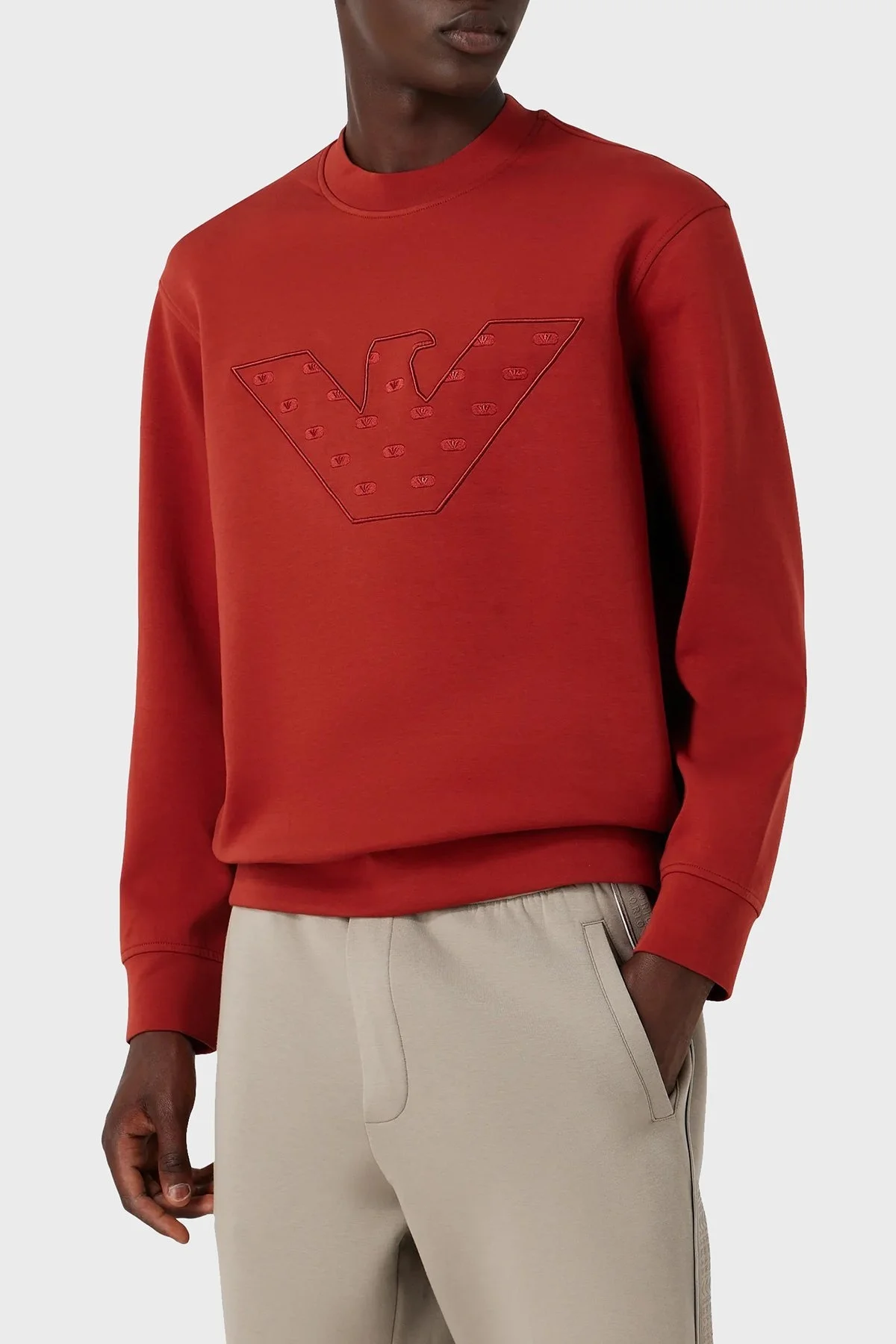 Emporio Armani Pamuklu Nakış Logolu Bisiklet Yaka Regular Fit Erkek Sweat 6R1ME7 1JHSZ 0454 KİREMİT - 1