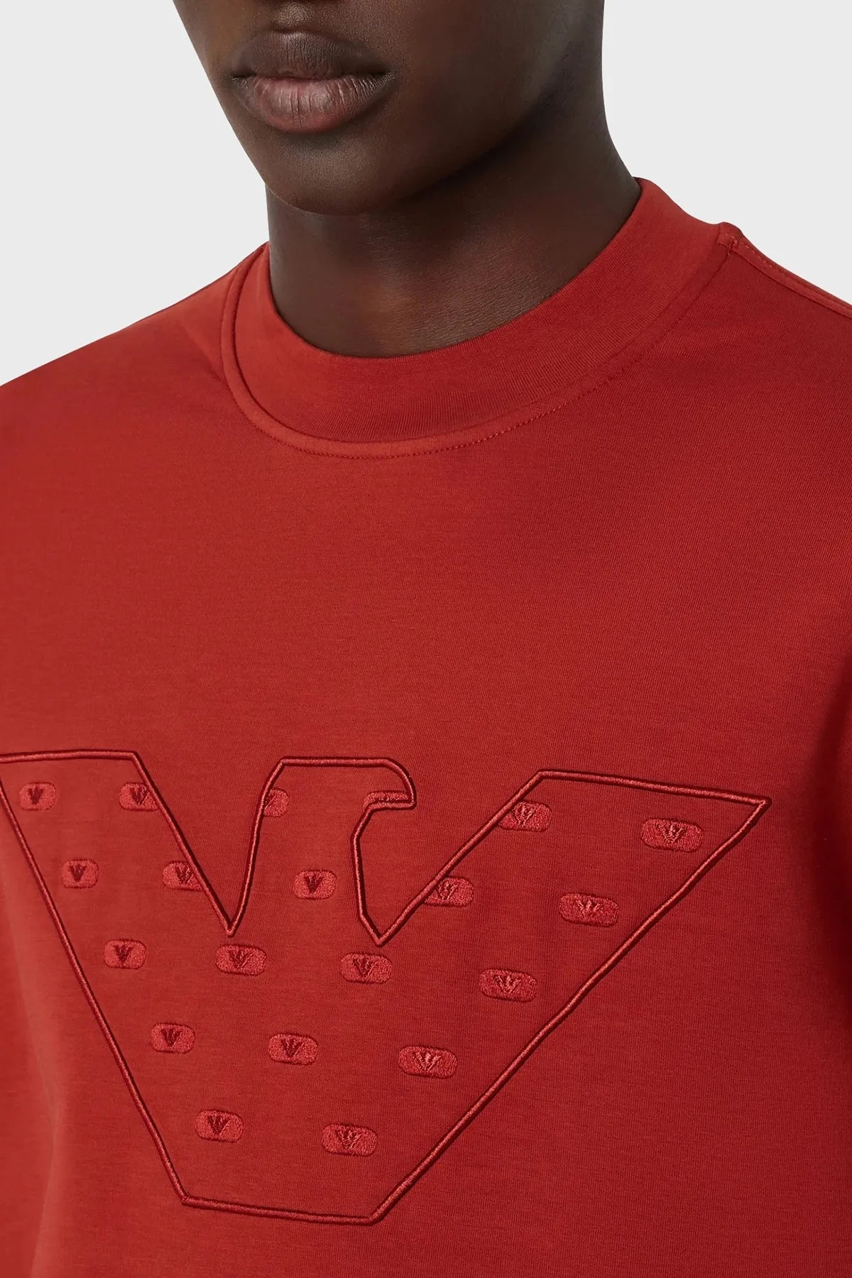 Emporio Armani Pamuklu Nakış Logolu Bisiklet Yaka Regular Fit Erkek Sweat 6R1ME7 1JHSZ 0454 KİREMİT - 3