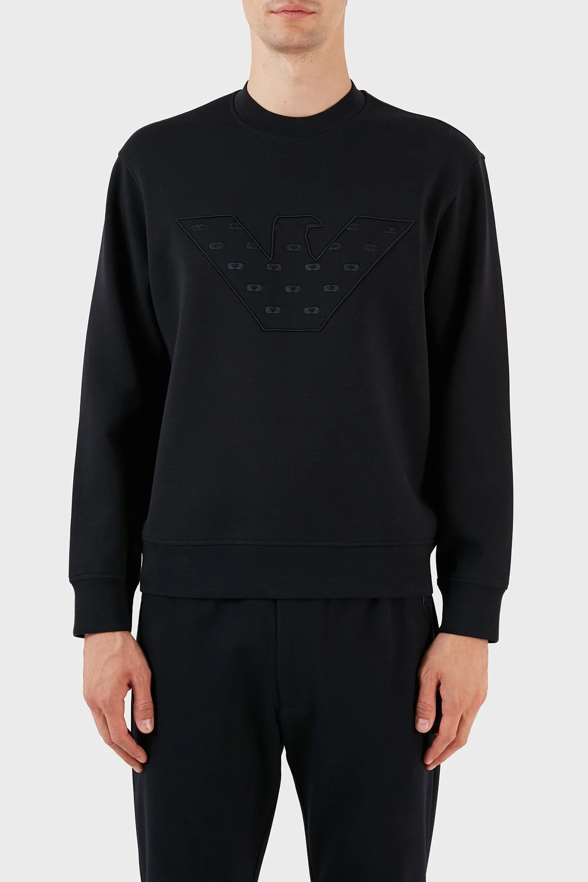 Emporio Armani Pamuklu Nakış Logolu Bisiklet Yaka Regular Fit Erkek Sweat 6R1ME7 1JHSZ 0920 LACİVERT - 1