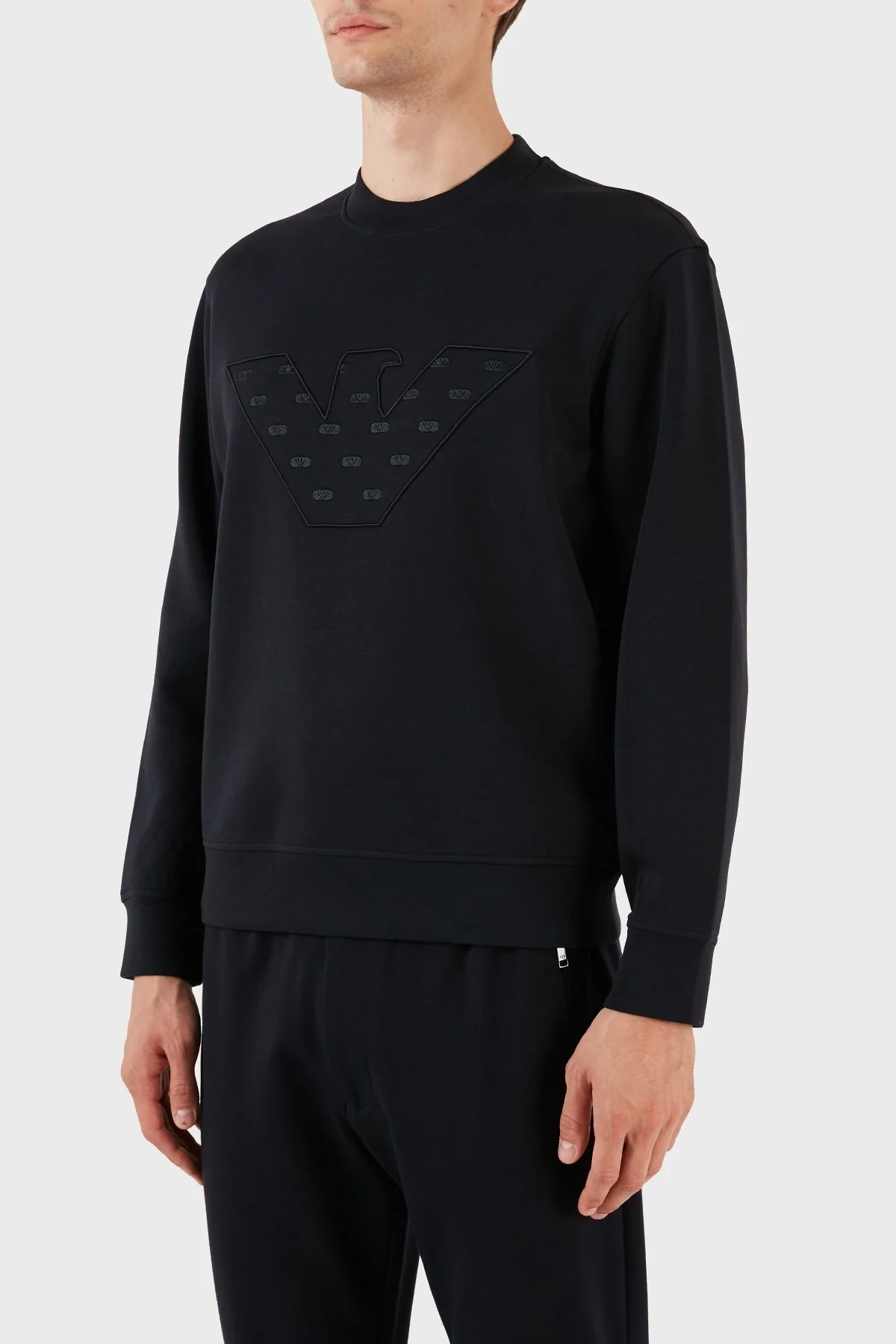 Emporio Armani Pamuklu Nakış Logolu Bisiklet Yaka Regular Fit Erkek Sweat 6R1ME7 1JHSZ 0920 LACİVERT - 3