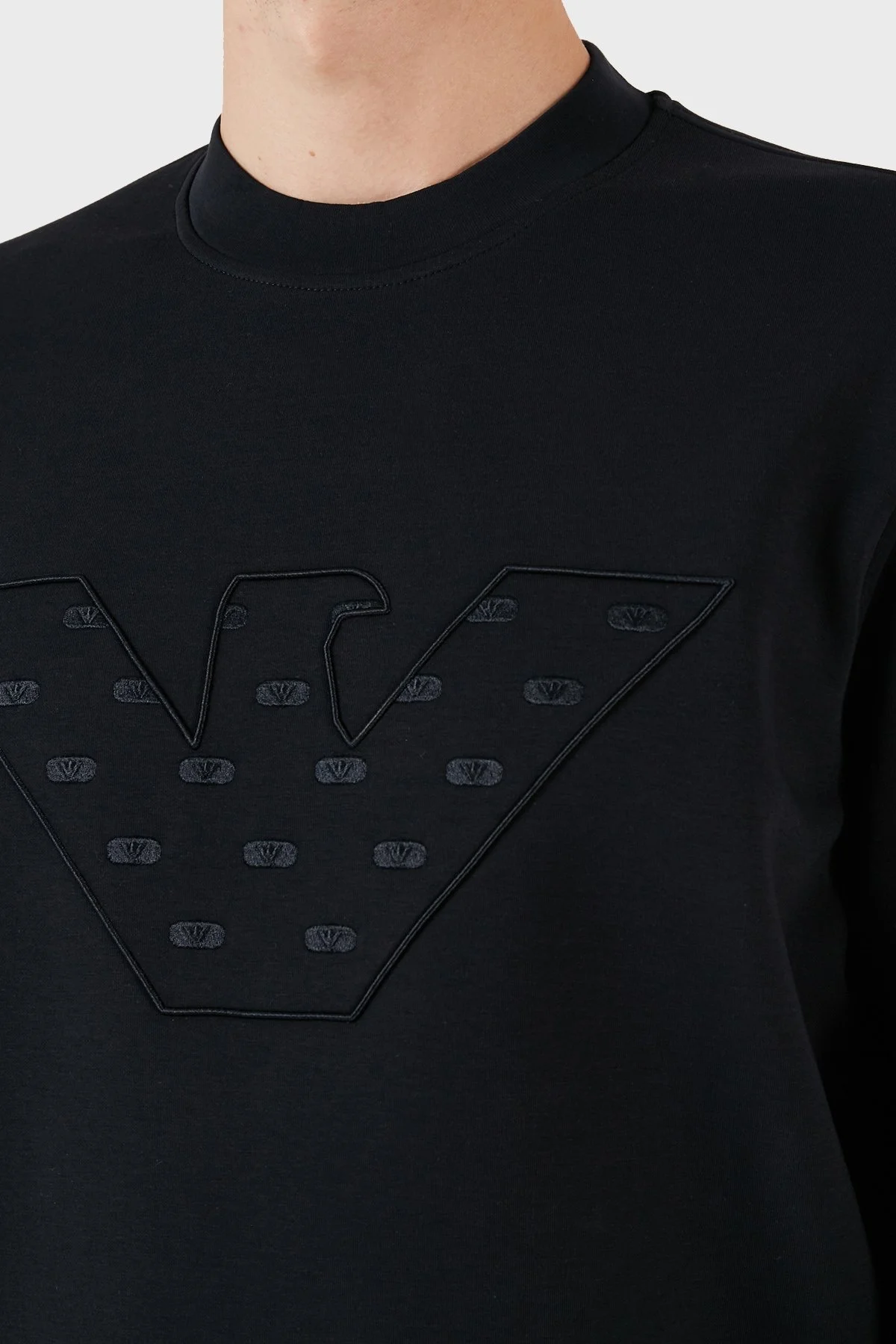 Emporio Armani Pamuklu Nakış Logolu Bisiklet Yaka Regular Fit Erkek Sweat 6R1ME7 1JHSZ 0920 LACİVERT - 5