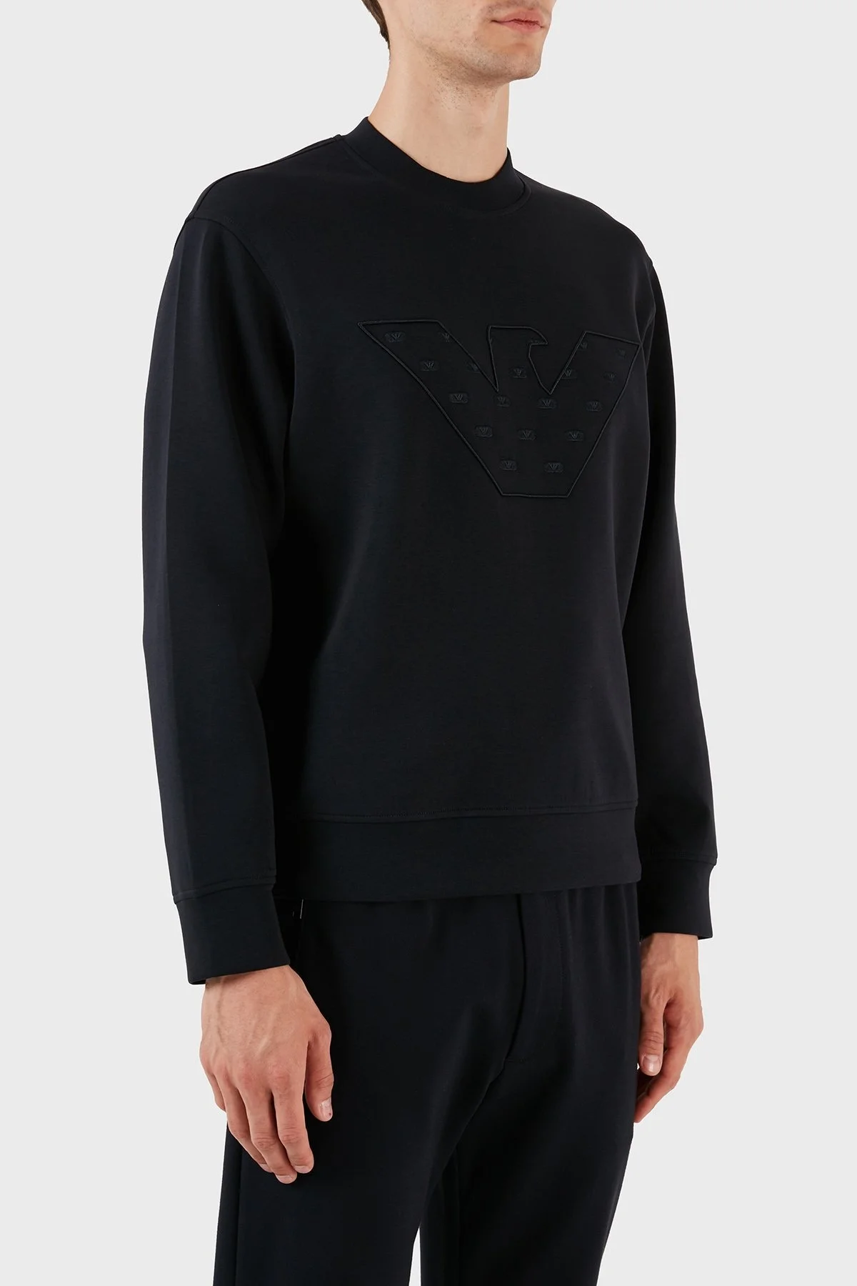 Emporio Armani Pamuklu Nakış Logolu Bisiklet Yaka Regular Fit Erkek Sweat 6R1ME7 1JHSZ 0920 LACİVERT - 6