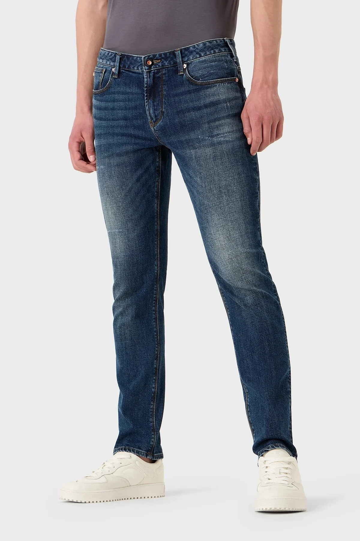 Emporio Armani Pamuklu Normal Bel Dar Paça Slim Fit J06 Jeans Erkek Kot Pantolon 3R1J06 1DMXZ 0941 MAVİ - 1