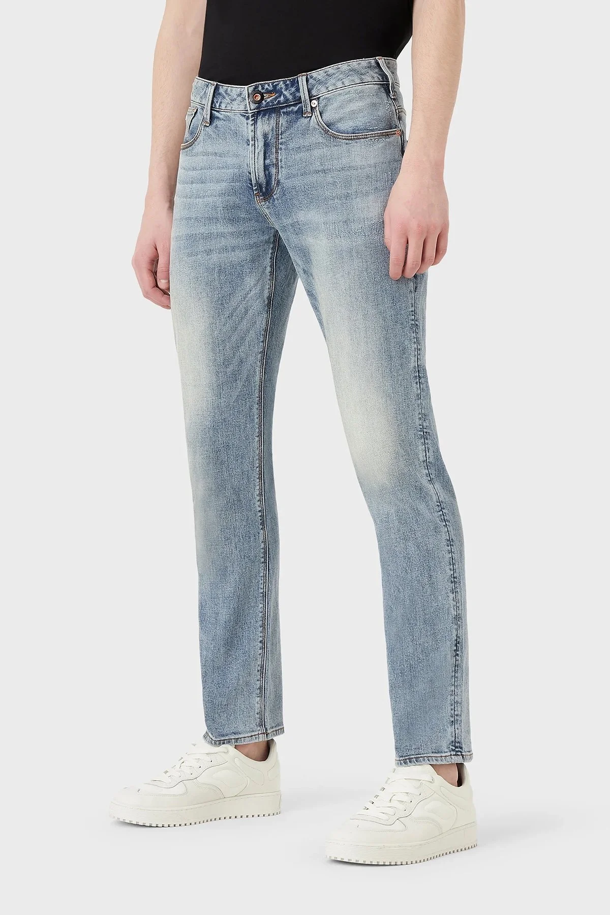 Emporio Armani Pamuklu Normal Bel Dar Paça Slim Fit J06 Jeans Erkek Kot Pantolon 3R1J06 1DMXZ 0943 MAVİ - 1