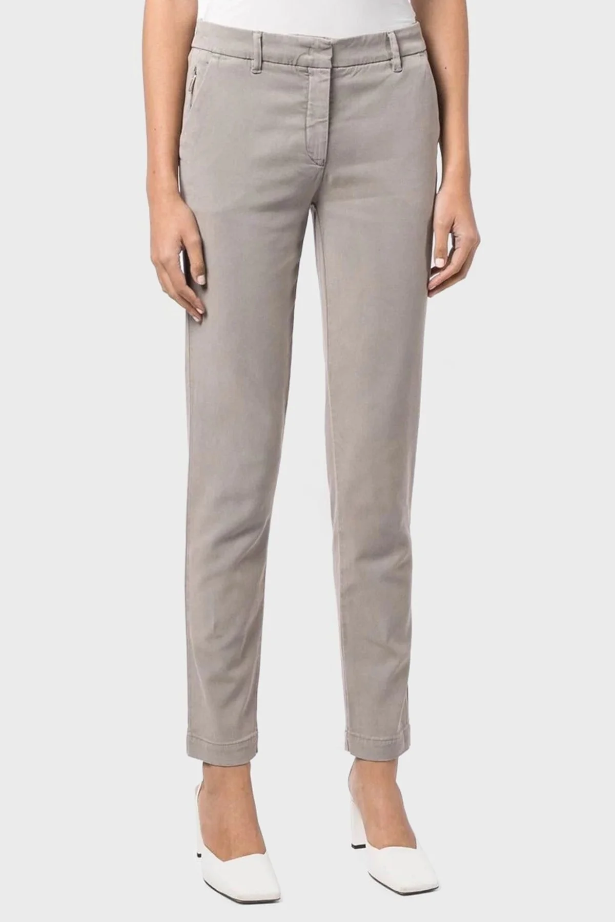 Emporio Armani Pamuklu Normal Bel Skinny Fit Düz Paça Bayan Pantolon 6L2P64 2NH4Z 0636 GRİ - 2