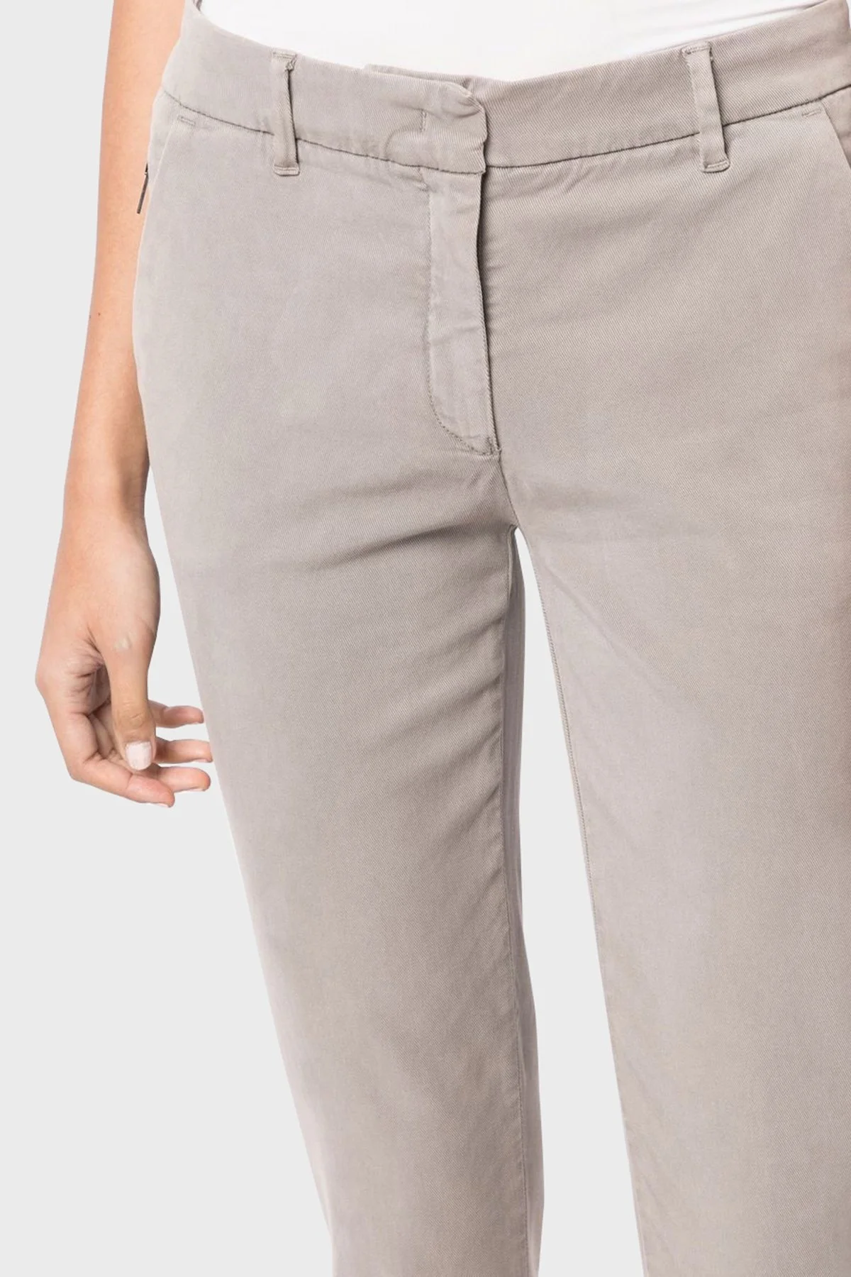 Emporio Armani Pamuklu Normal Bel Skinny Fit Düz Paça Kadın Pantolon 6L2P64 2NH4Z 0636 GRİ - 4