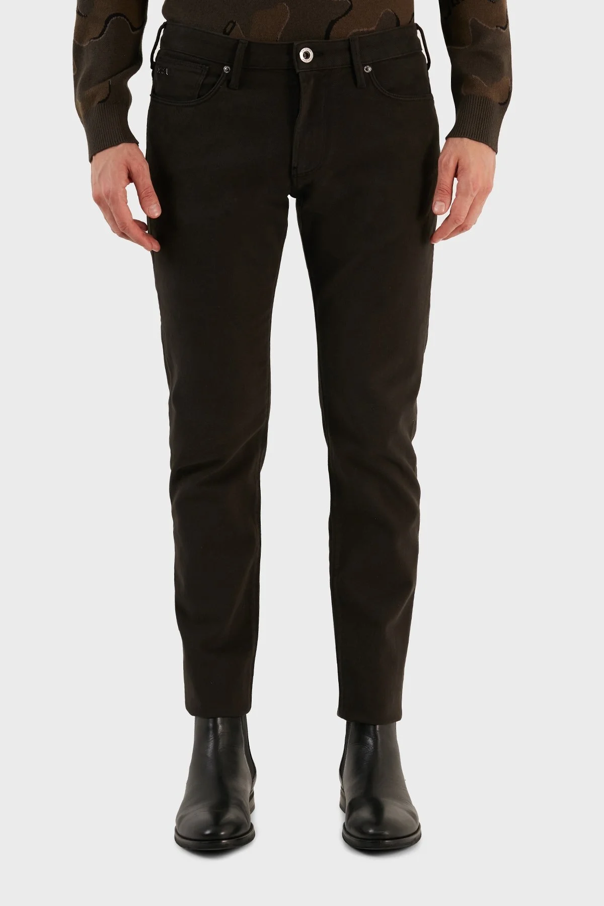 Emporio Armani Pamuklu Normal Bel Slim Fit Dar Paça J06 Jeans Erkek Kot Pantolon 6L1J06 1NT8Z 0651 HAKİ - 2